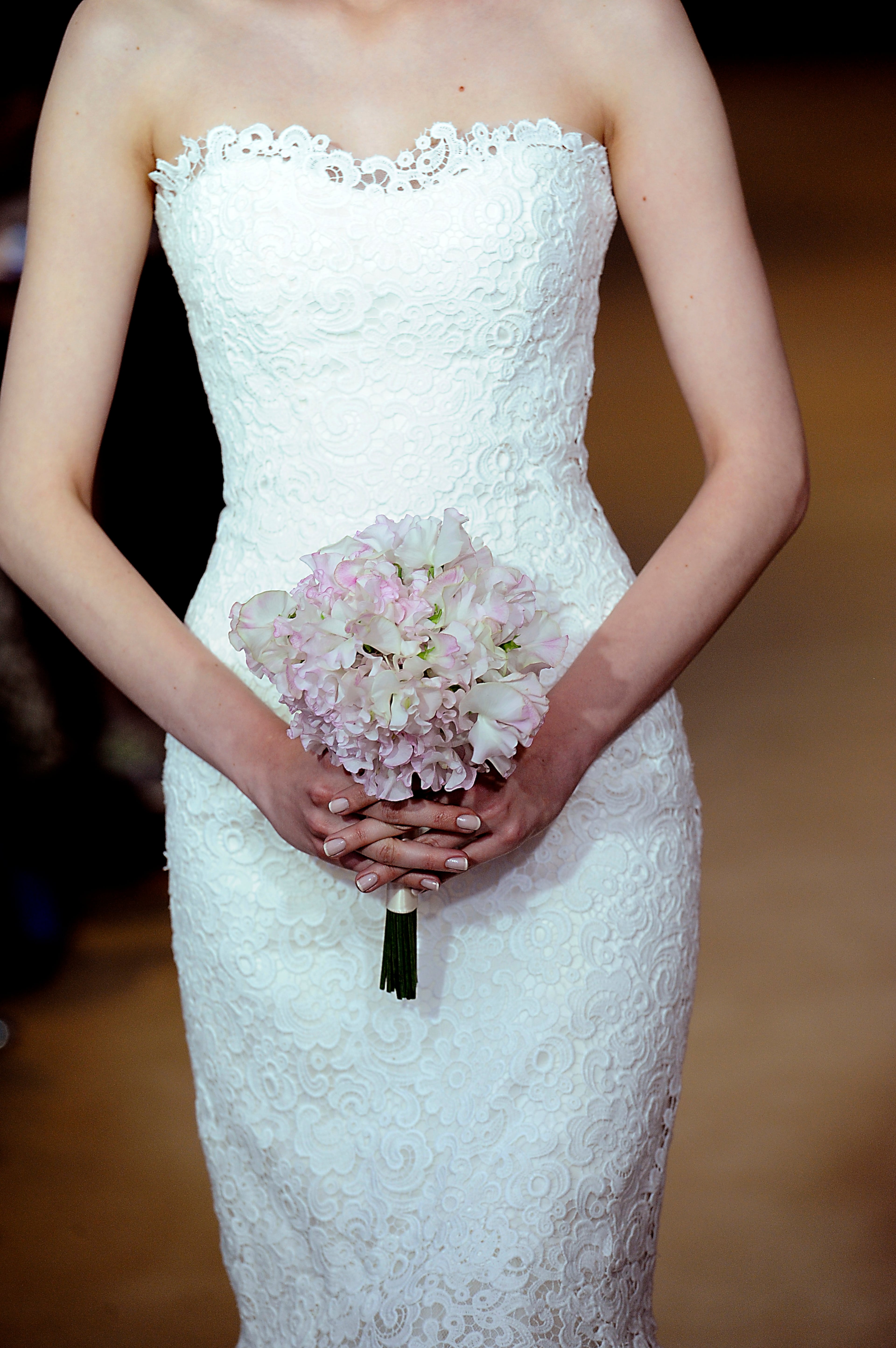 NEW YORK, NY - APRIL 21: A model walks the runway during the Carolina Herrera 2014 Bridal Spring/Summer collection show on April 21, 2013 in New York City. (Photo by Fernanda Calfat/Getty Images)