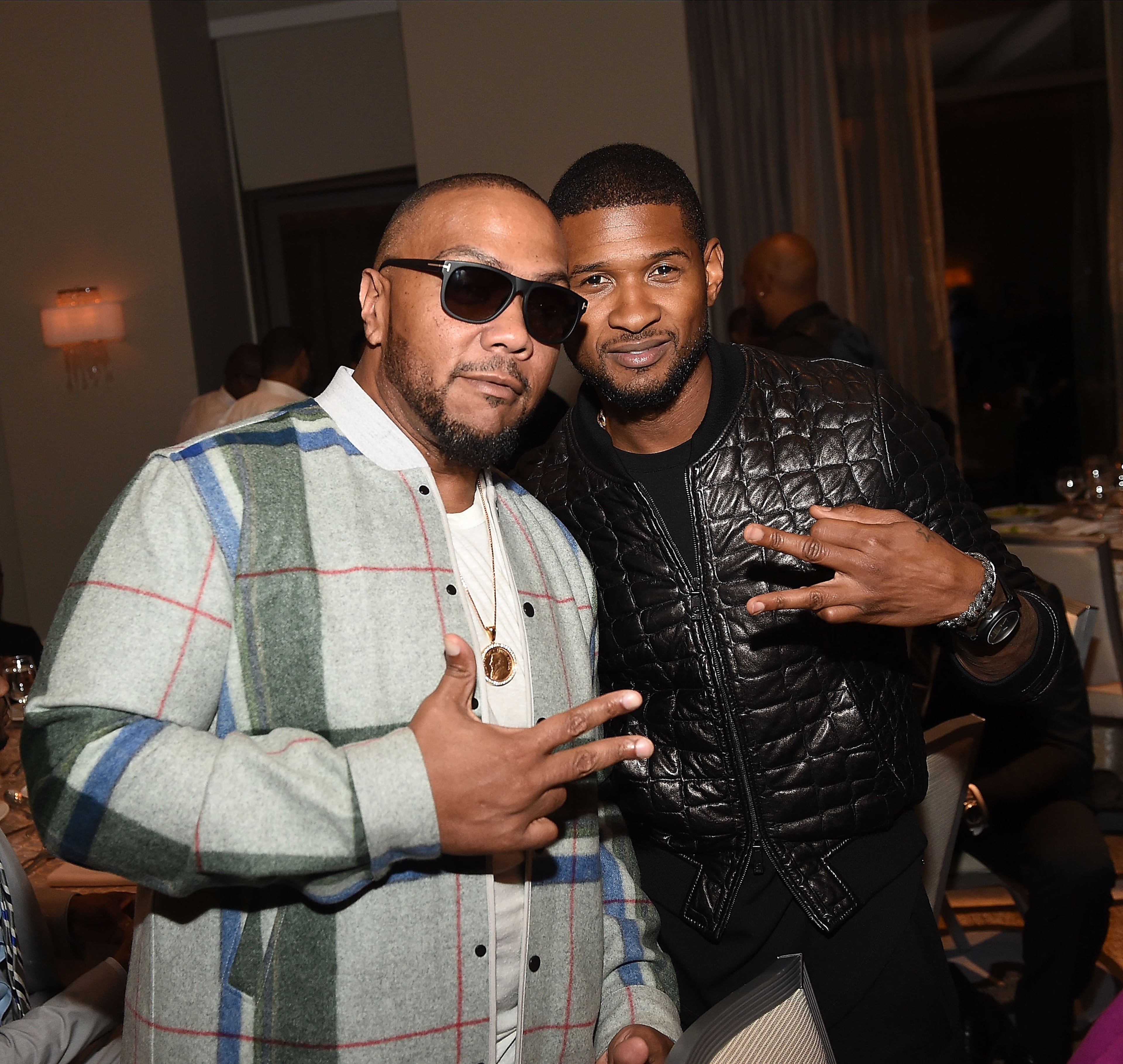 ATLANTA, GA - SEPTEMBER 25: Producer Timberland and recording artist Usher Raymond attends the ASCAP Rhythm And Soul 3rd Annual Atlanta Legends Dinner Honoring Antonio "L.A." Reid at Mandarin Oriental Hotel on September 25, 2014 in Atlanta, Georgia. (Photo by Paras Griffin/Getty Images for ASCAP Rhythm & Soul Department)