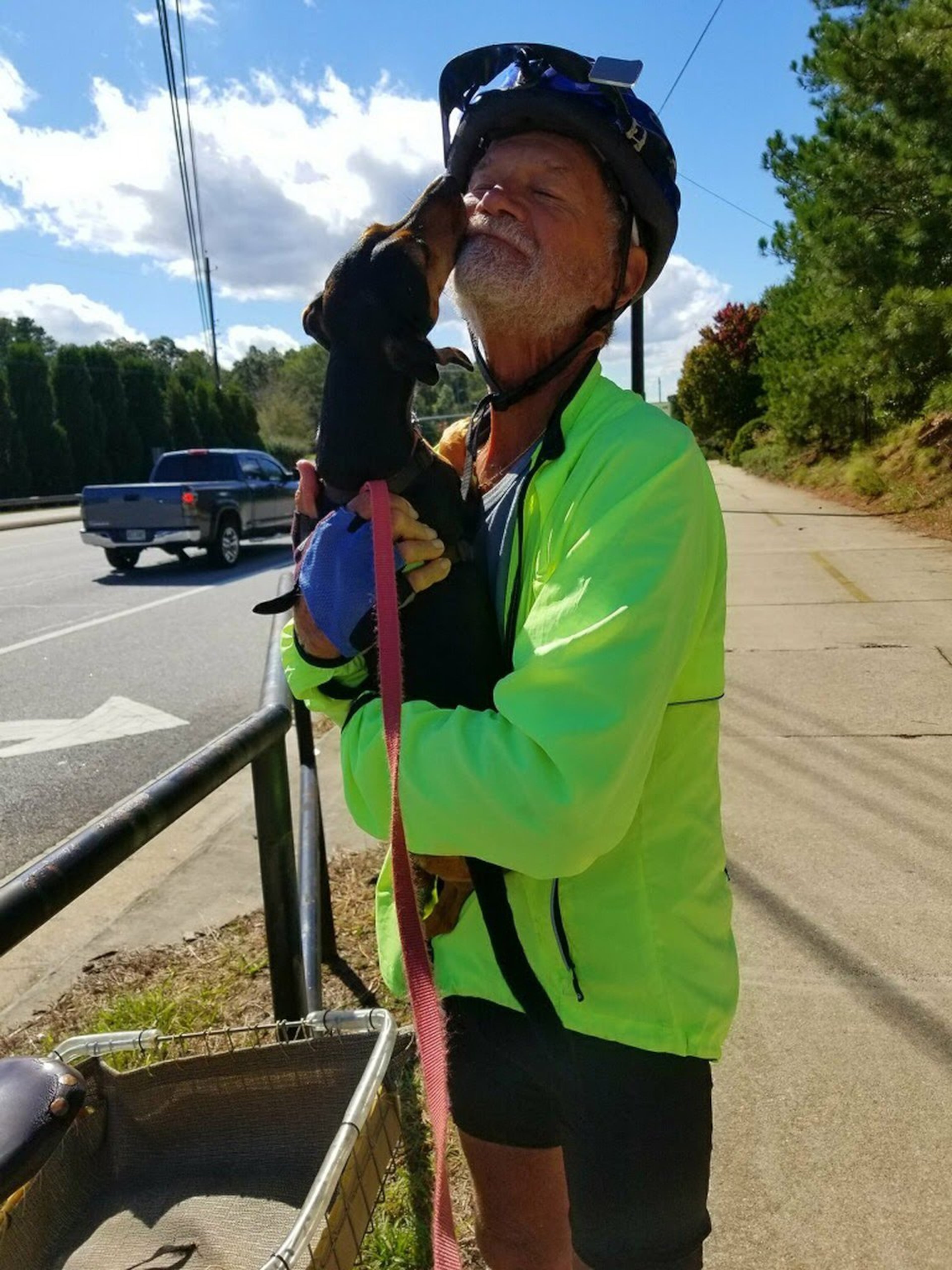 Irv Hoffman was greeted by his pet dog, Bitsy, upon his arrival back home in Smyrna. CONTRIBUTED BY IRV HOFFMAN