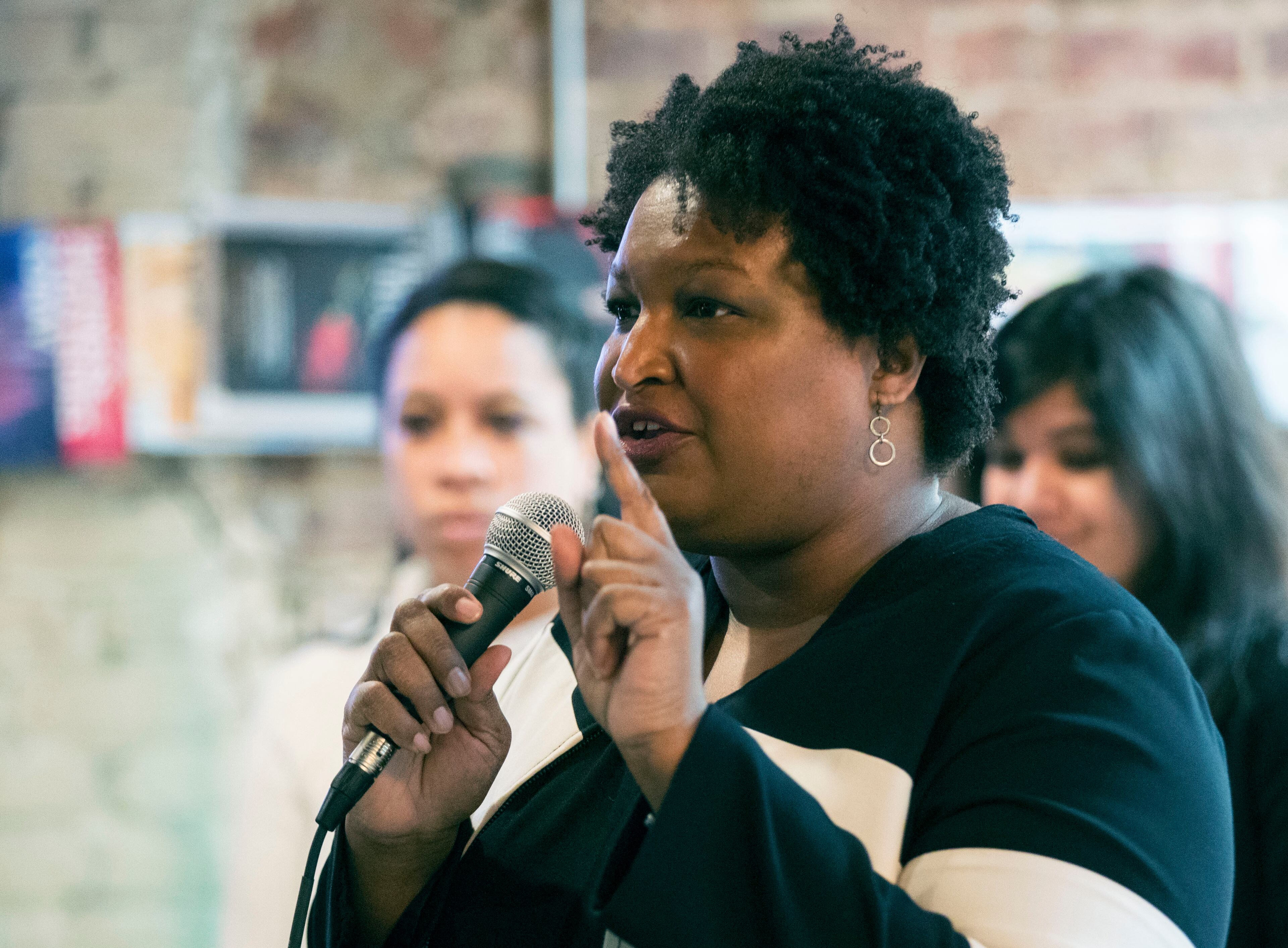 November 19, 2019 - Atlanta - Stacey Abrams, along with Democratic Party of Georgia chair Nikema Williams and other guests, attends a roundtable discussion on voter suppression in Georgia. The event was hosted by the Democratic National Committee. Bob Andres / robert.andres@ajc.com