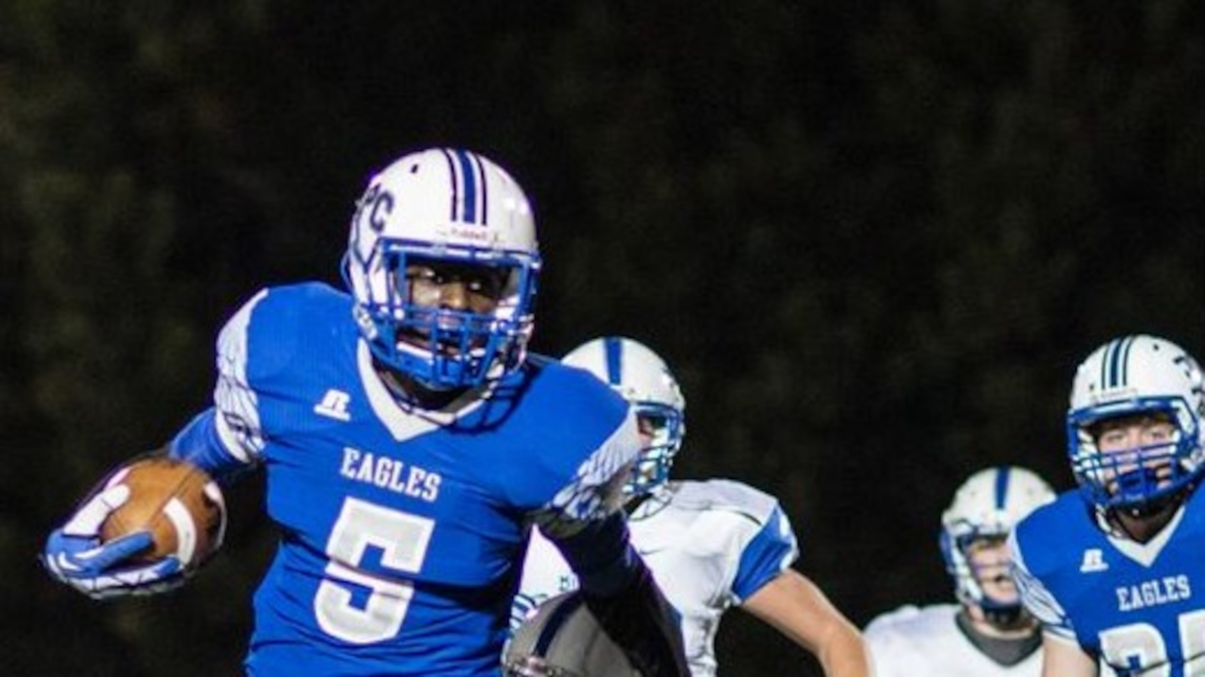 Mount Paran's Taylor Trammell (5) has rushed for a state-best 1,110 yards in five games. (SPECIAL/BRANDEN CAMP)