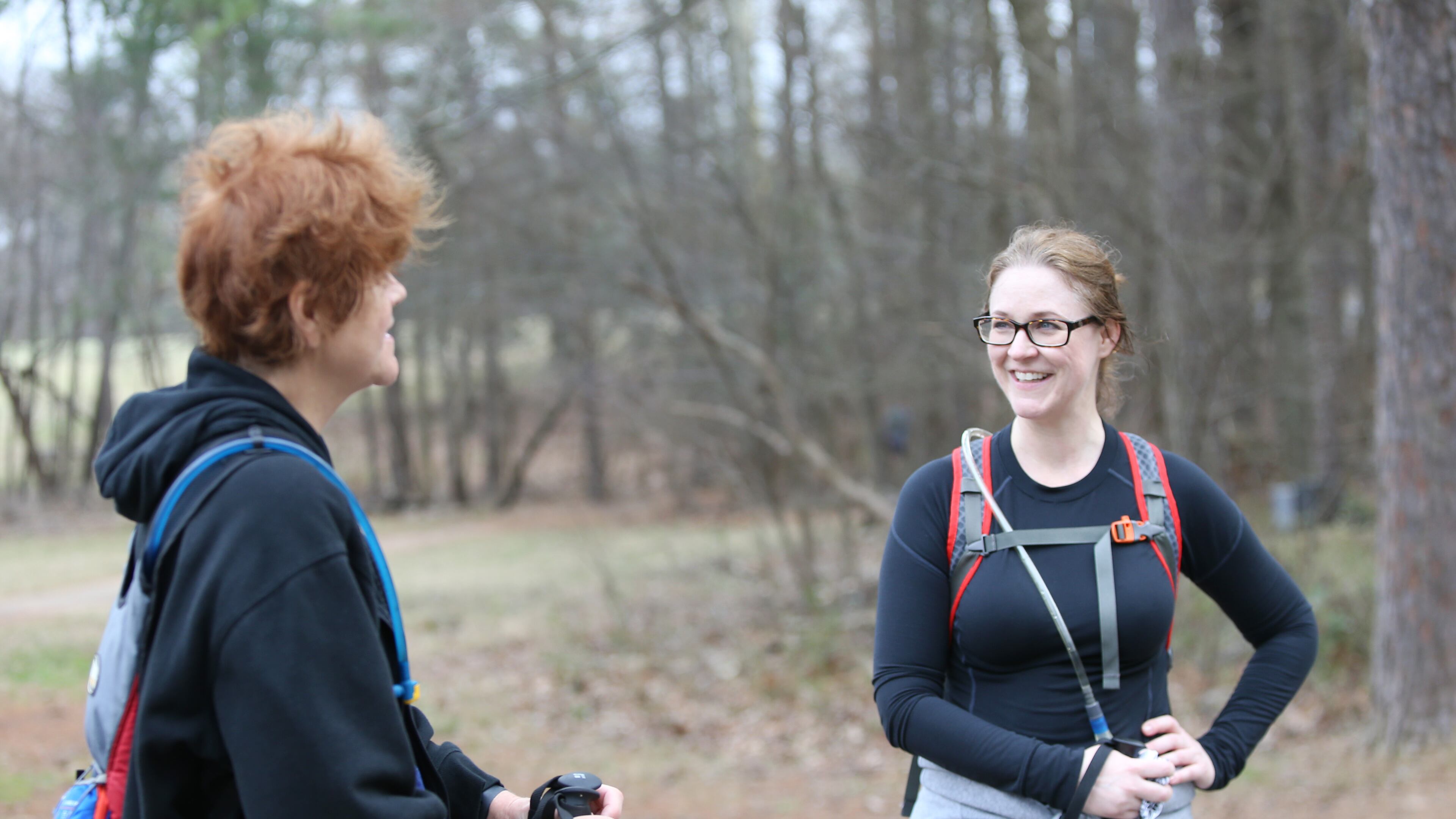 Karen Ruetz, left, and Maureen Krivo after they finished walking a trail at the Kennesaw Mountain National Battlefield Park in Kennesaw, Georgia on Friday, February 15, 2019. A bill, designed to expand the park, has passed the Senate. EMILY HANEY / emily.haney@ajc.com