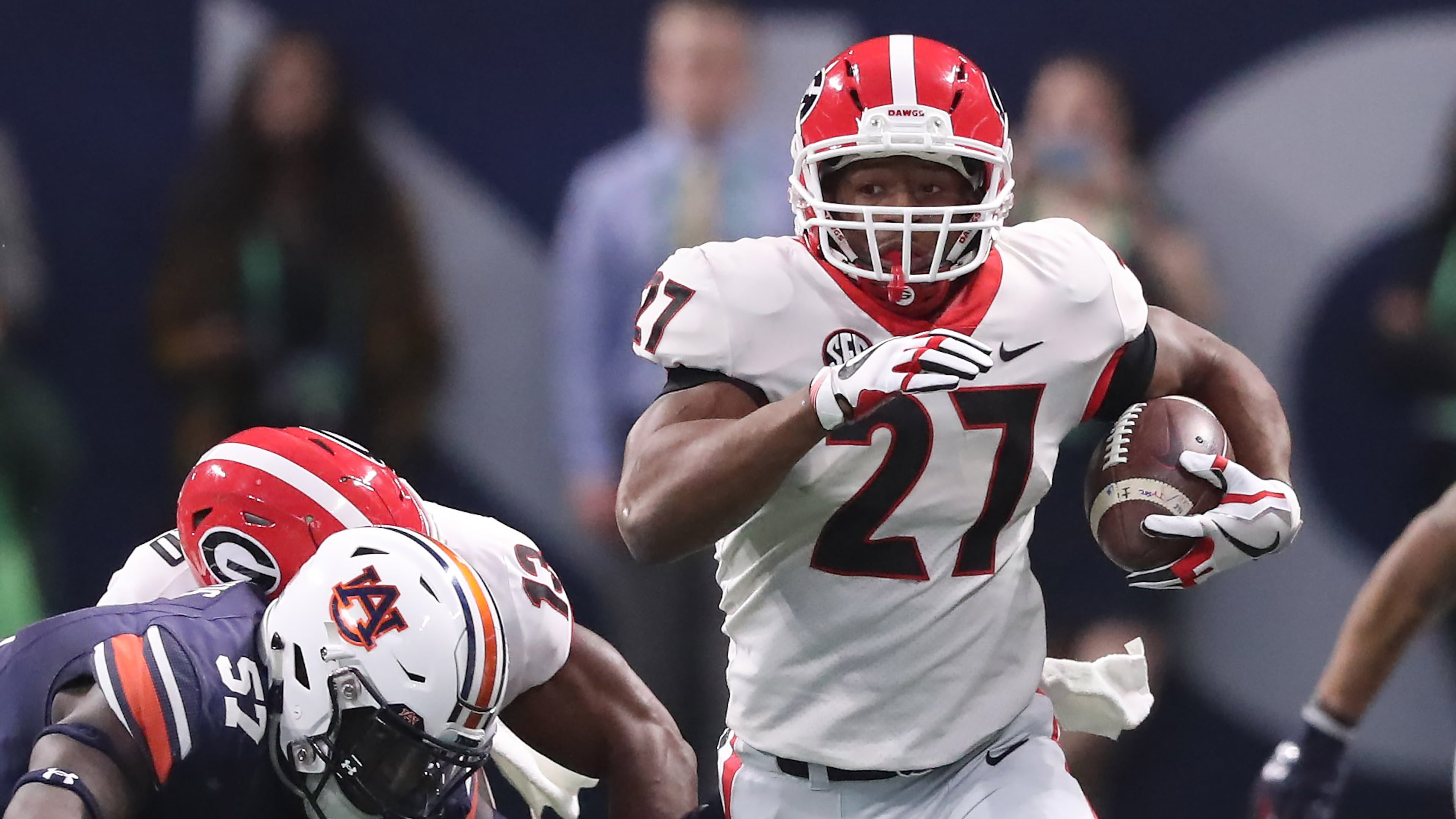 Former Georgia and NFL star Nick Chubb ranks as one of the most impressive physical specimens Scott Sinclair has coached at Georgia. (Curtis Compton/AJC)