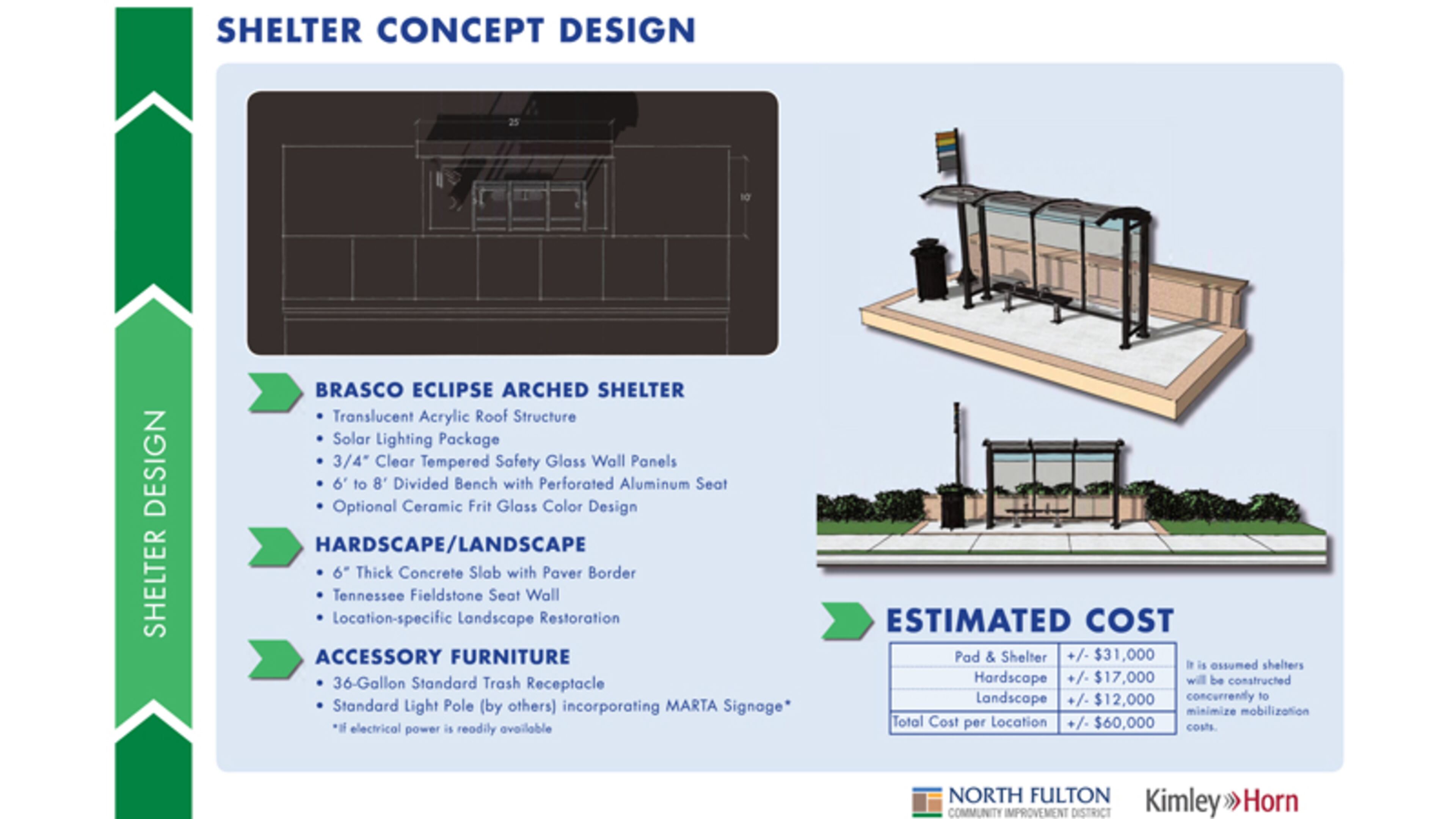 The North Fulton Community Improvement District will pay to install three bus shelters in Alpharetta, and the city has agreed to be responsible for their maintenance. CITY OF ALPHARETTA