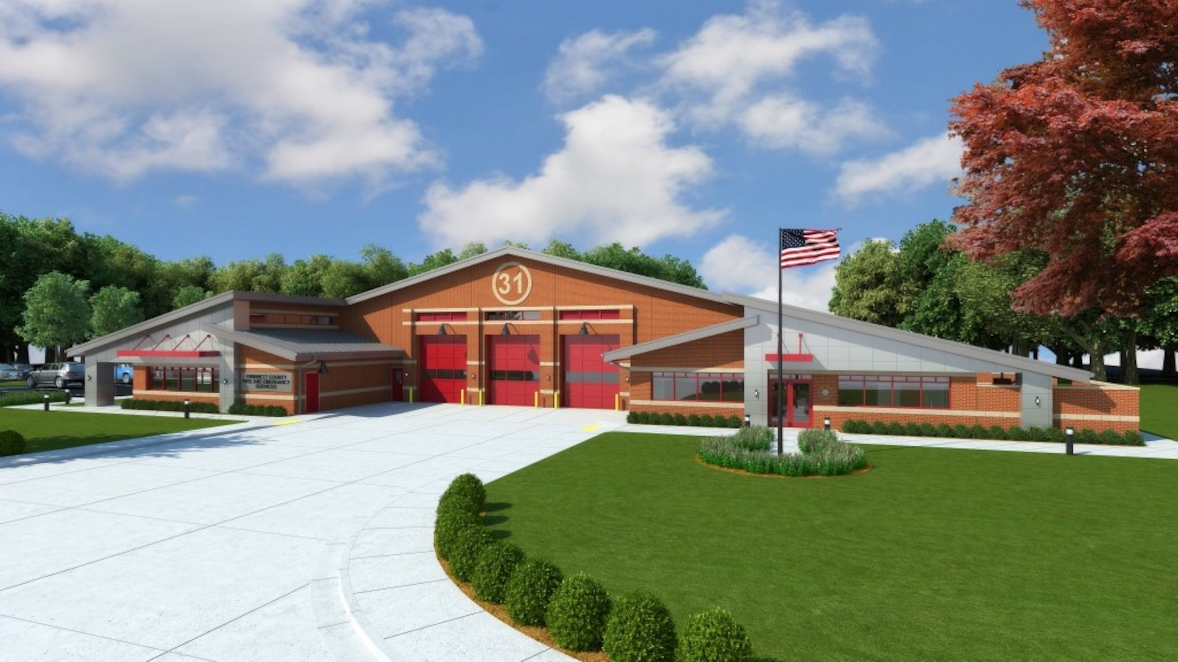Fire Station 31 is a newly added facility and is located at 1061 Collins Hill Road in Lawrenceville, across from the Georgia Gwinnett College Campus. (Rendering courtesy of Gwinnett County Fire and Emergency Services)