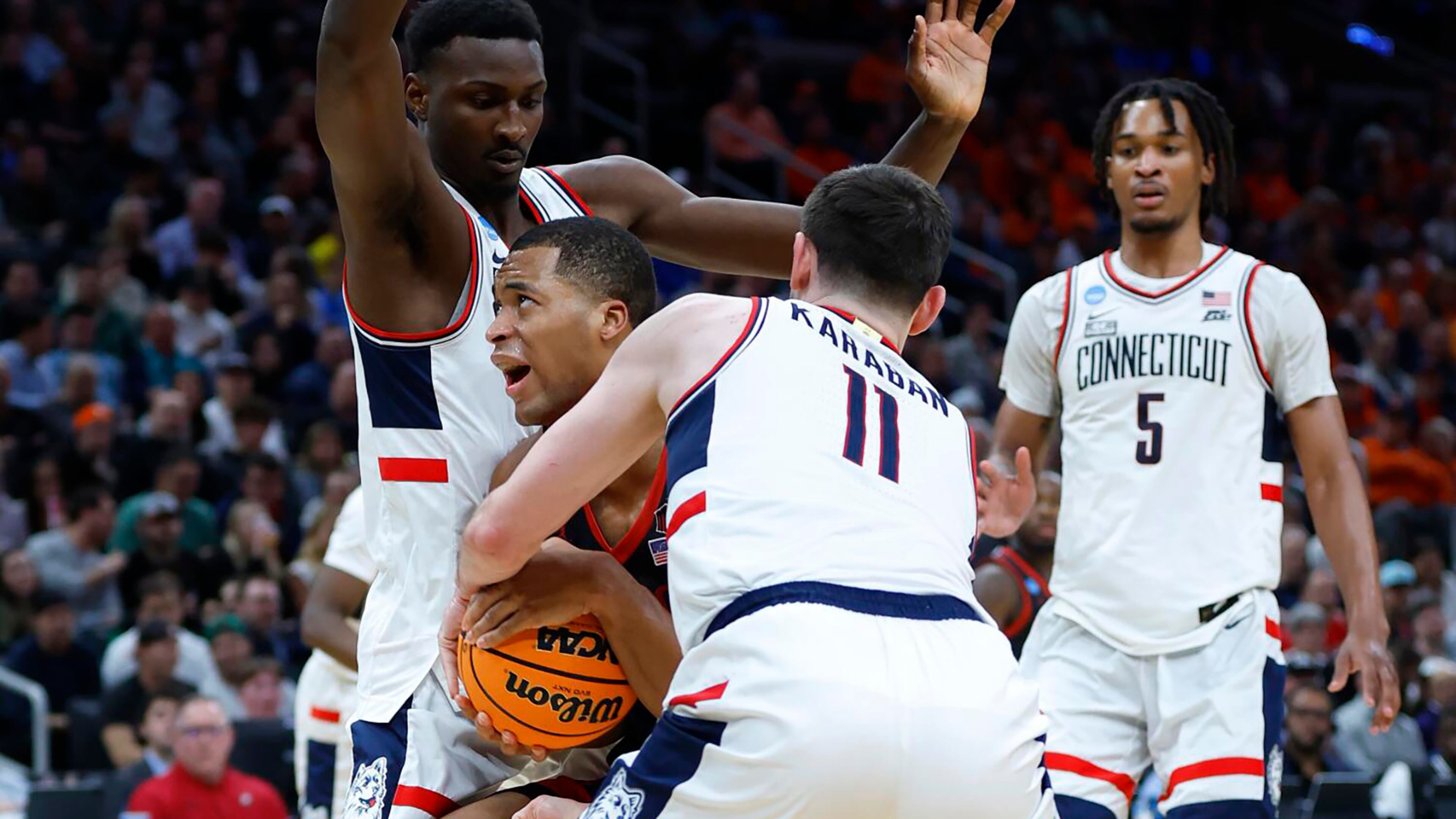 The University of Connecticut, which won the NCAA Division I Men’s Basketball Championship in both 2023 and 2024, is part of the Big East Conference. (K.C. Alfred/The San Diego Union-Tribune/TNS)