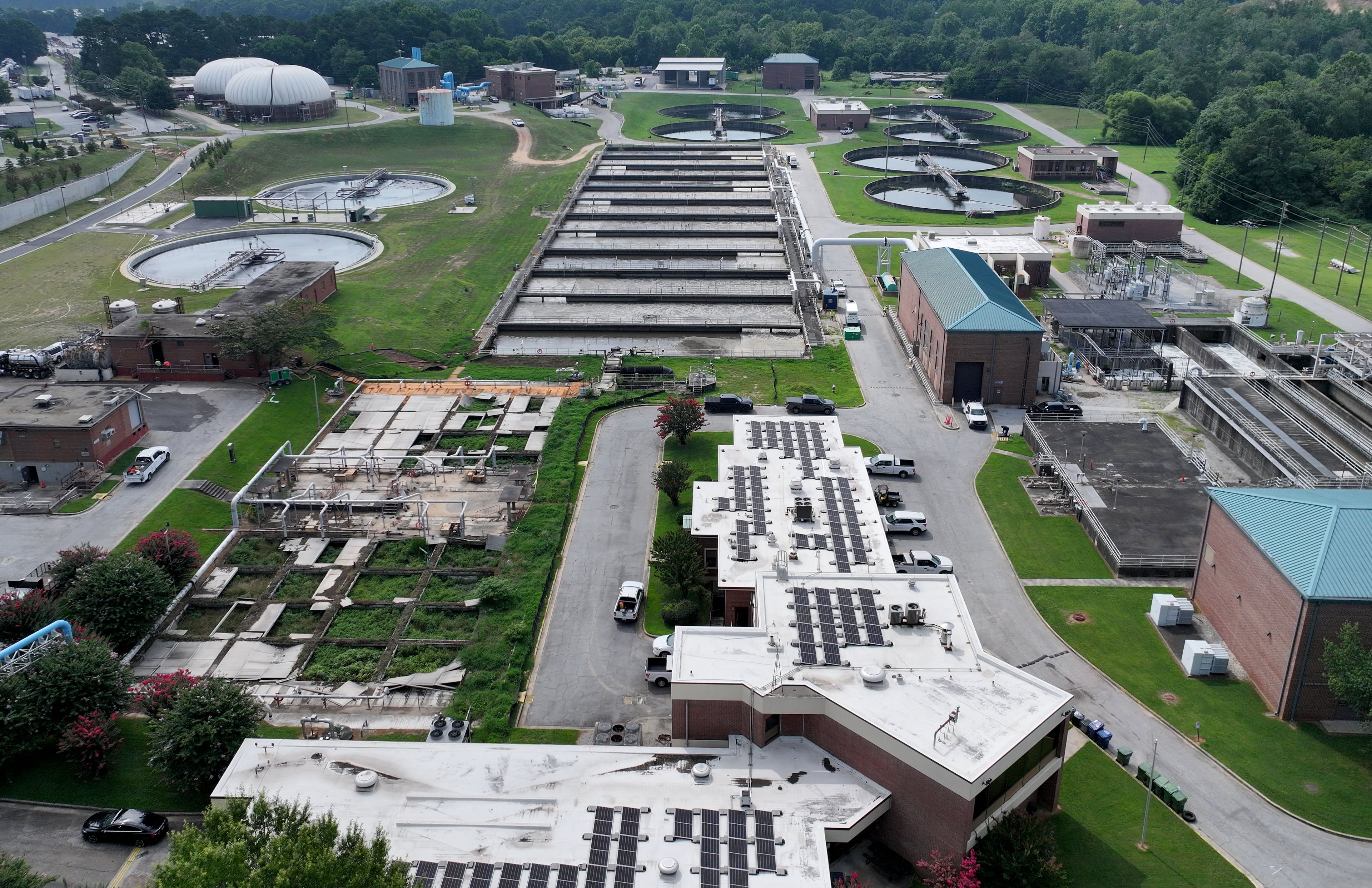An aerial photo shows the South River Water Reclamation Center on Wednesday, July 1, 2026, in Atlanta. (Hyosub Shin/AJC)