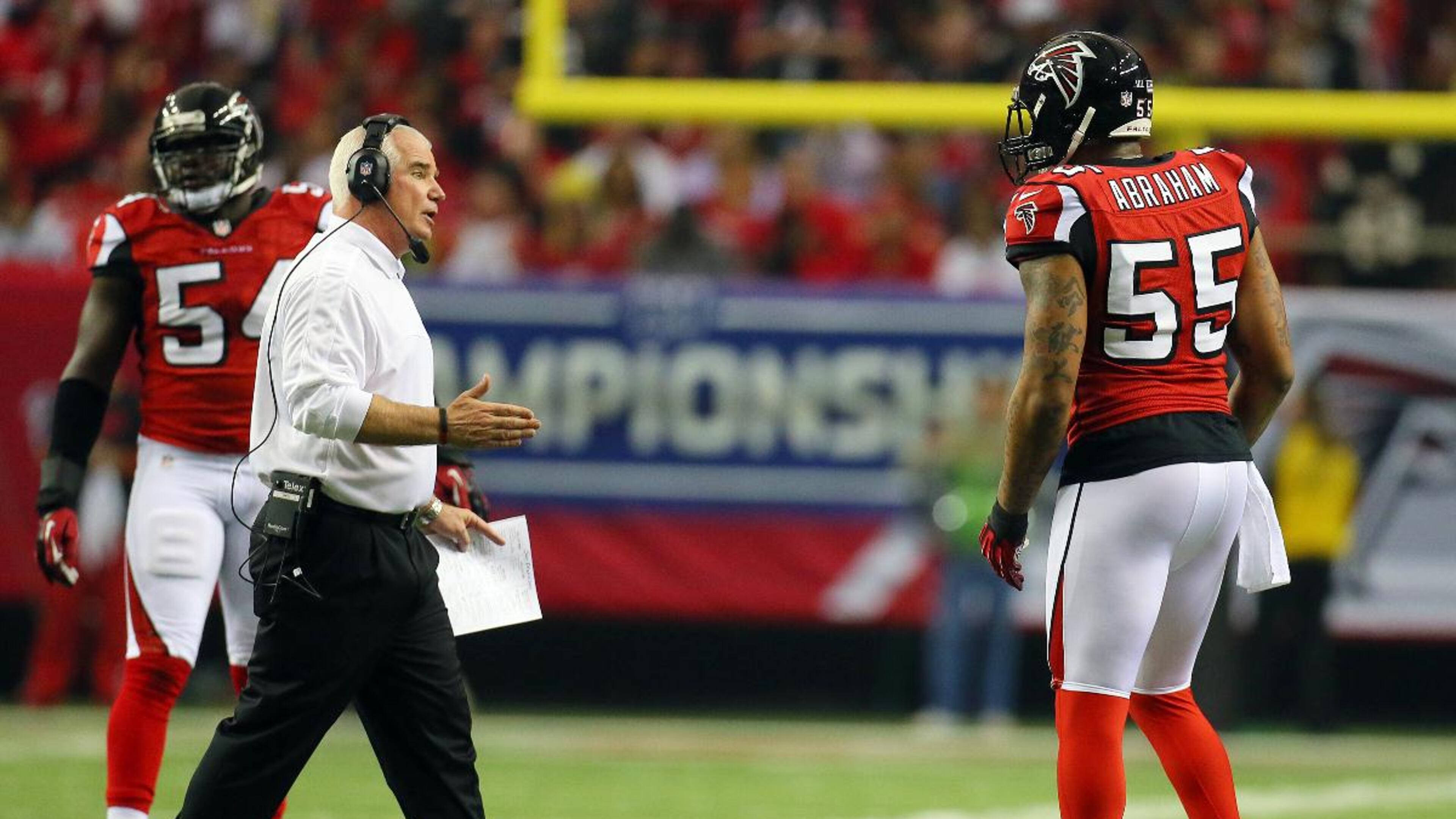 The Falcons' lack of a pass rush, hurt by John Abraham's ankle injury in the regular season's final game, affected the team. Now, the team needs help at defensive end.