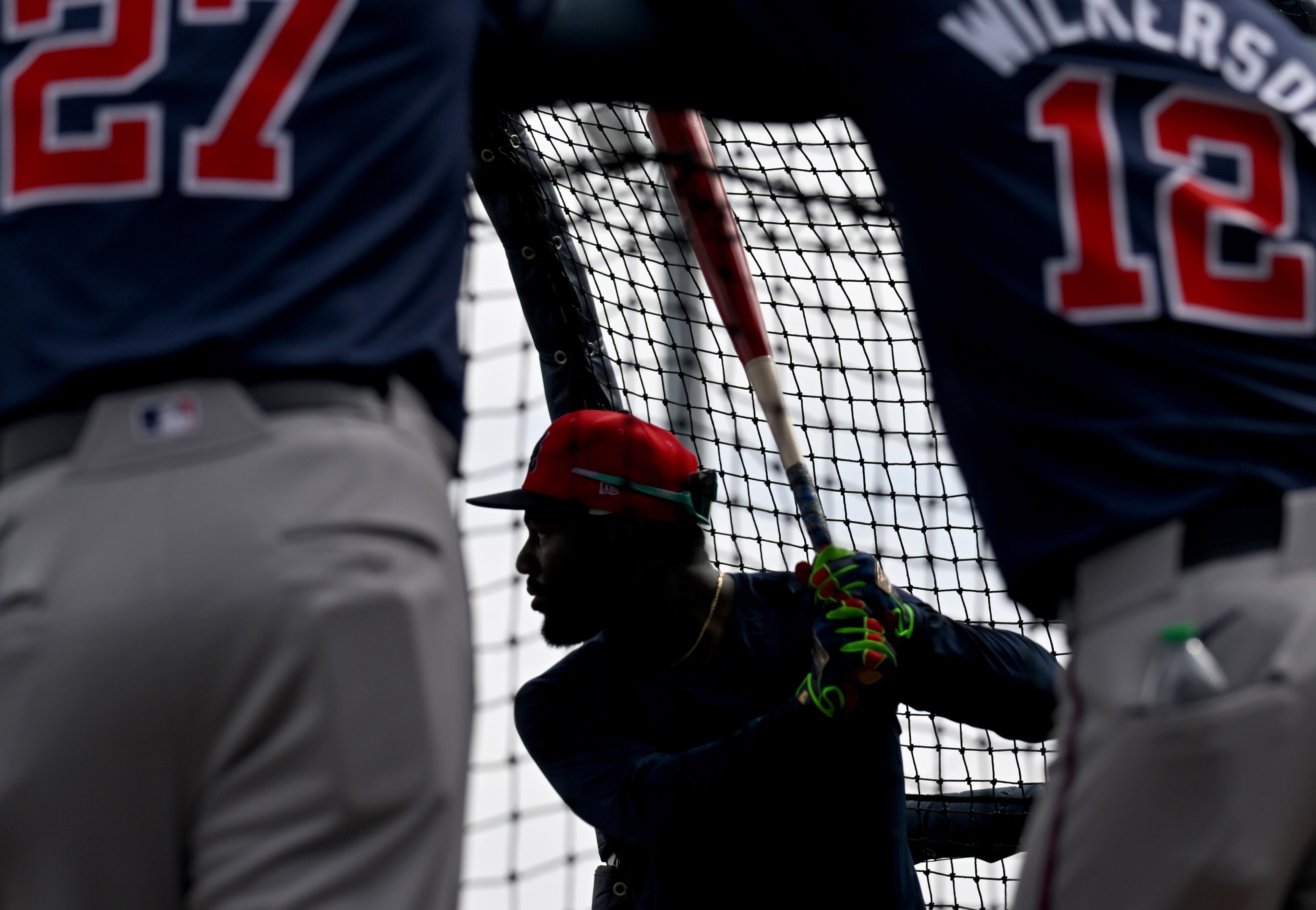 Atlanta Braves center fielder Michael Harris II takes batting practice during spring training workouts at CoolToday Park, Friday, February, 16, 2024, in North Port, Florida. (Hyosub Shin / Hyosub.Shin@ajc.com)