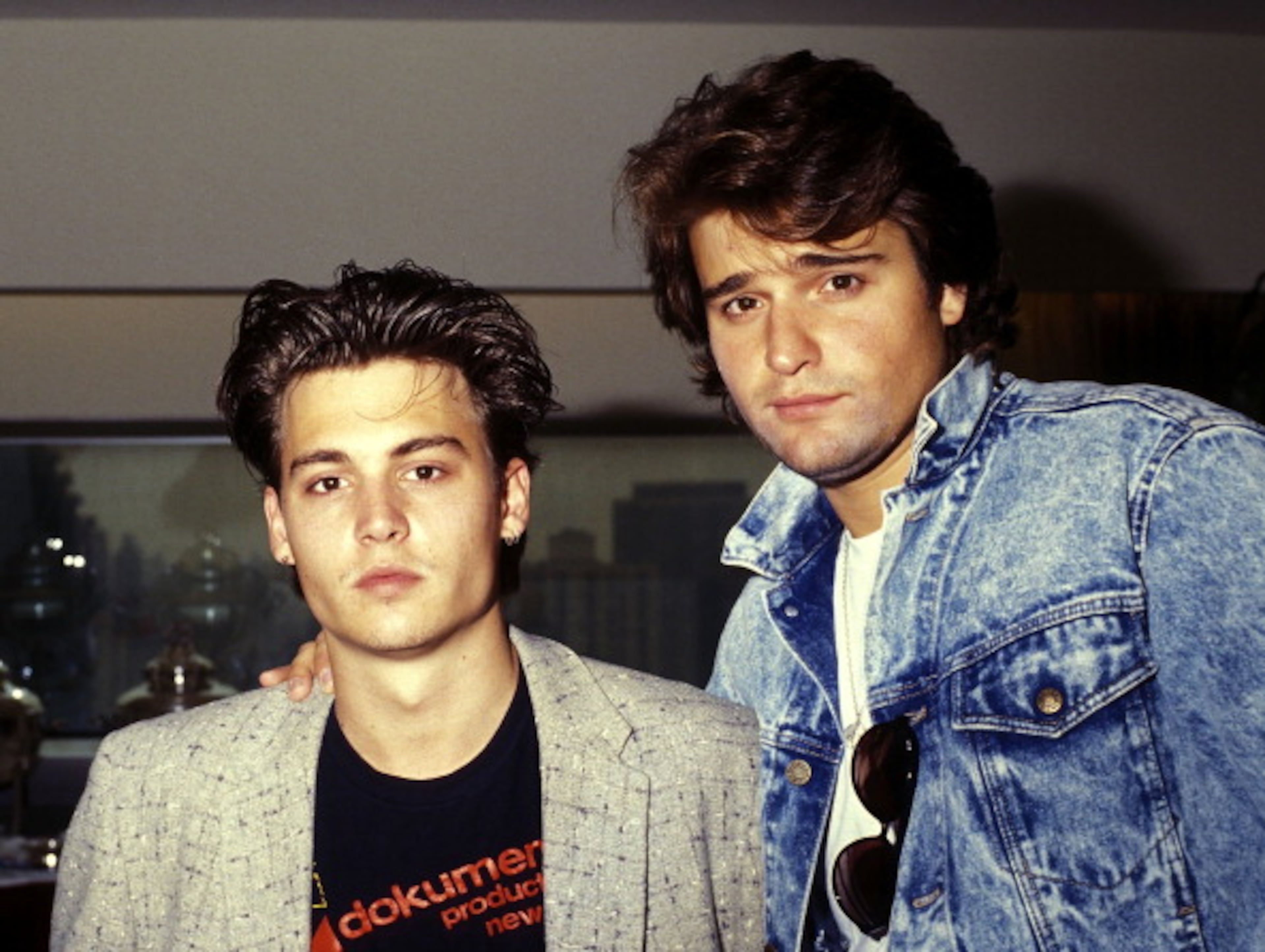 NEW YORK CITY - JUNE 3: Actor Johnny Depp and actor Peter DeLuise attend the FOX Television Unveils New Primetime Schedule on June 3, 1987 at the UN Plaza Hotel in New York City. (photo by Ron Galella, Ltd./WireImage)