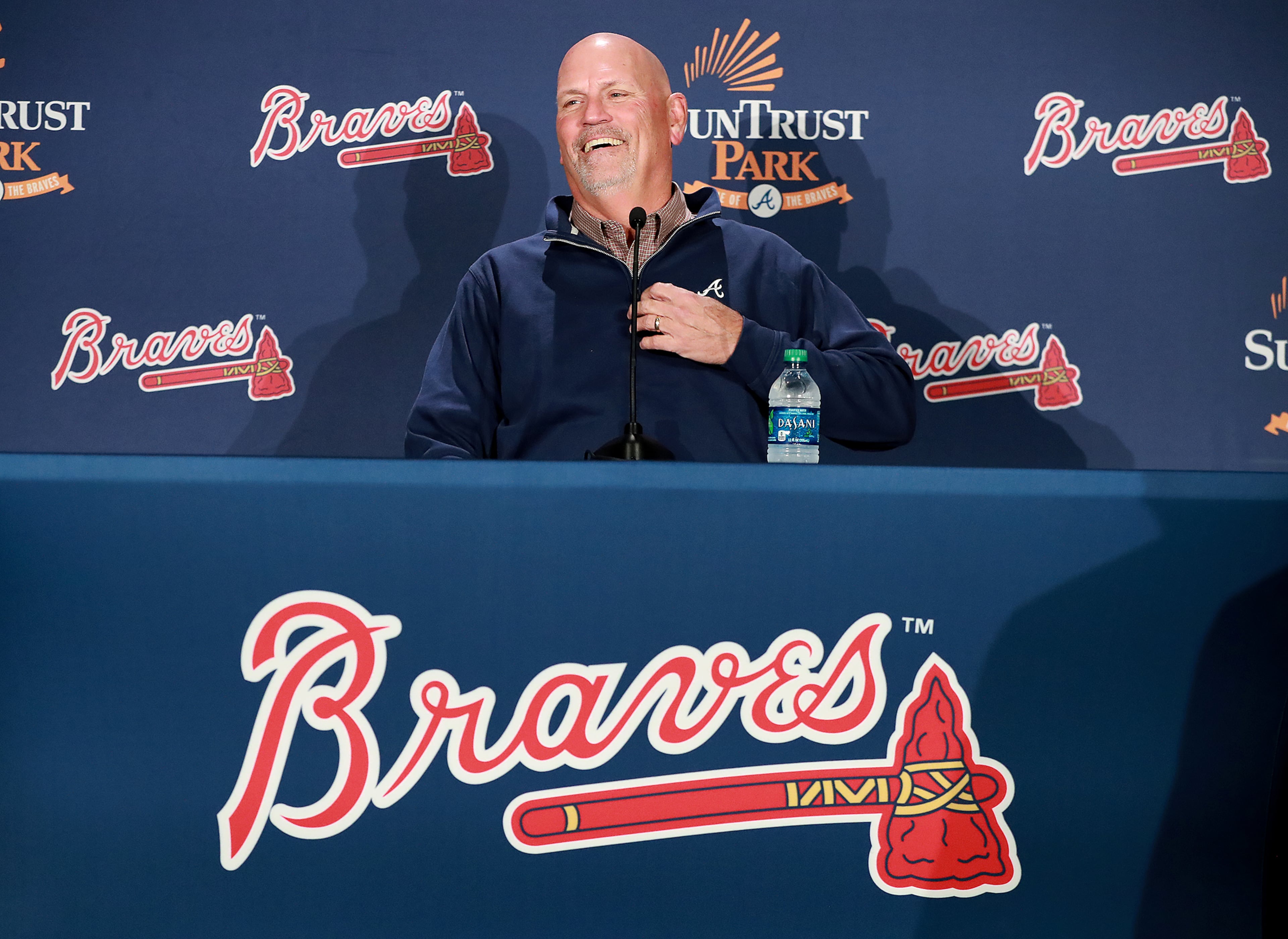 Nov 13, 2018 Atlanta: Atlanta Braves manager Brian Snitker holds a press conference at SunTrust Park winning National League manager of the year on Tuesday night, Nov. 13, 2018, in Atlanta. Curtis Compton/ccompton@ajc.com