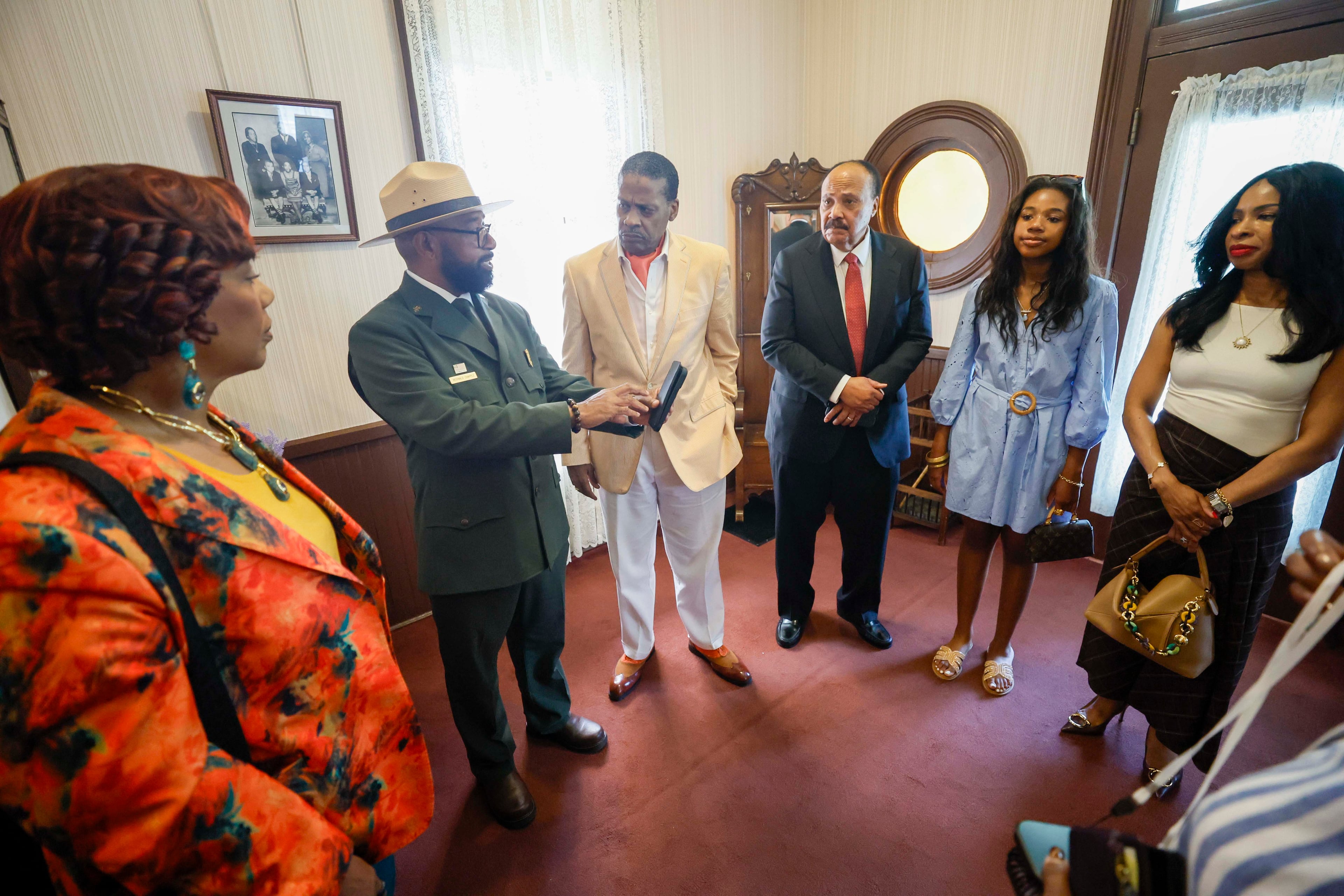 National Historical Park and Preservation District Superintendent Reginald Chapple leads a tour of Martin Luther King Jr.'s renovated home on Thursday, July 2, 2026. (Miguel Martinez/AJC)