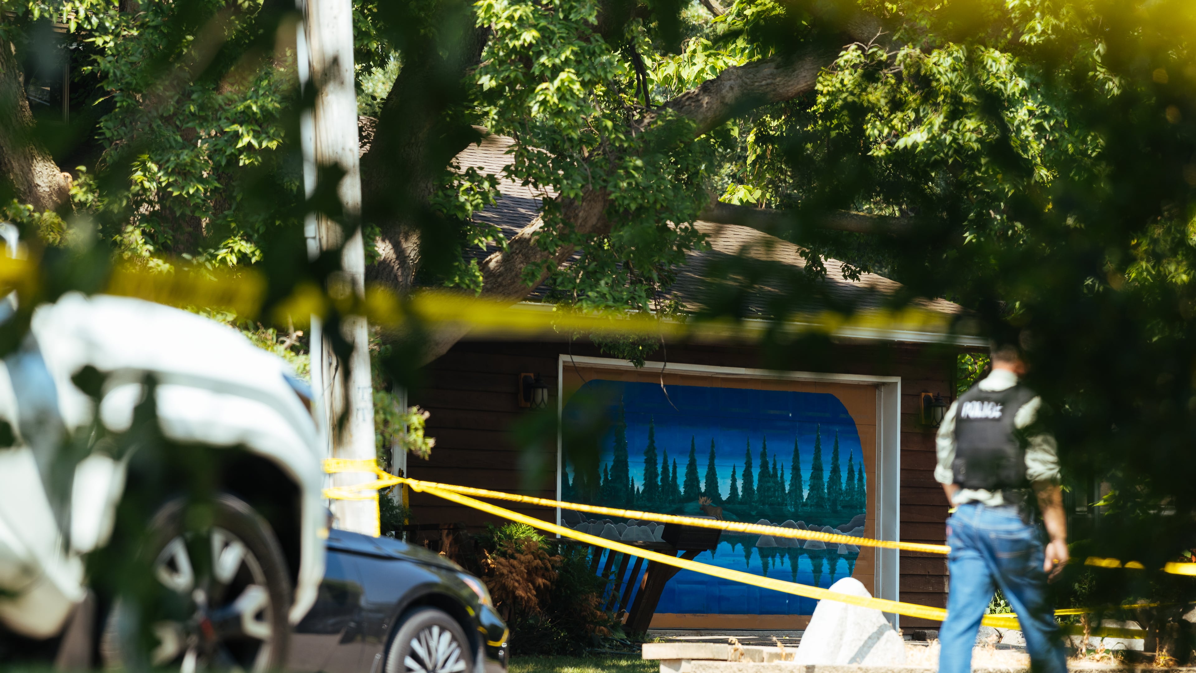 Law enforcement respond to a call at a home daycare, Wednesday, Aug. 12, 2026, in Hopkins, Minn. (AP Photo/Carly Danek)