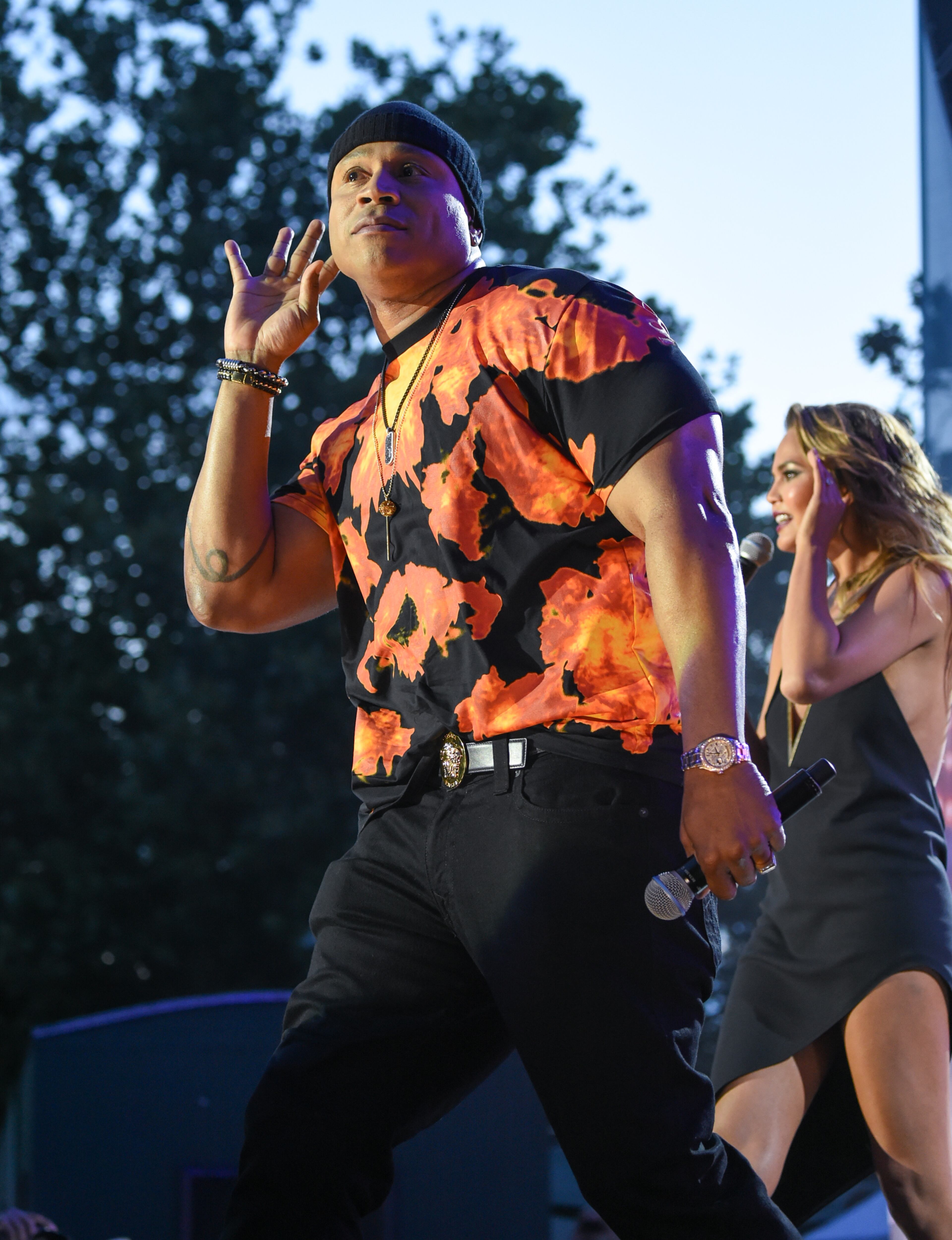 Host LL Cool J participates in Spike TV's "Lip Sync Battle Live" at SummerStage in Central Park on Monday, July 13, 2015, in New York. (Photo Evan Agostini/Invision/AP)