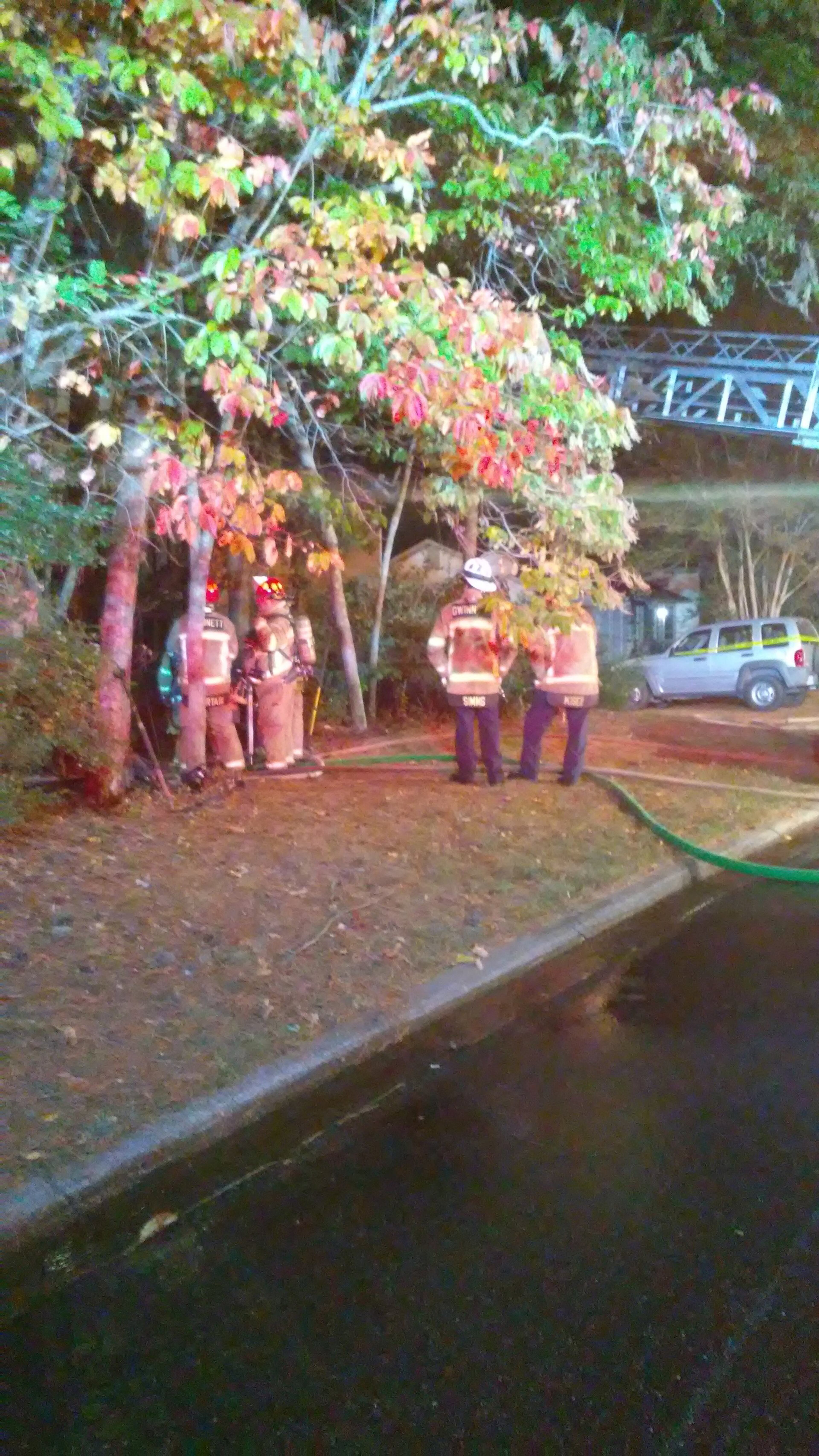 October 23, 2016 Duluth - Five adults were found dead after a fire gutted a home in the 2200 block of Post Oak Drive in unincorporated Duluth early Sunday morning on Sunday, October 23, 2016. (This photo was provided by neighbor Chris Johnson)