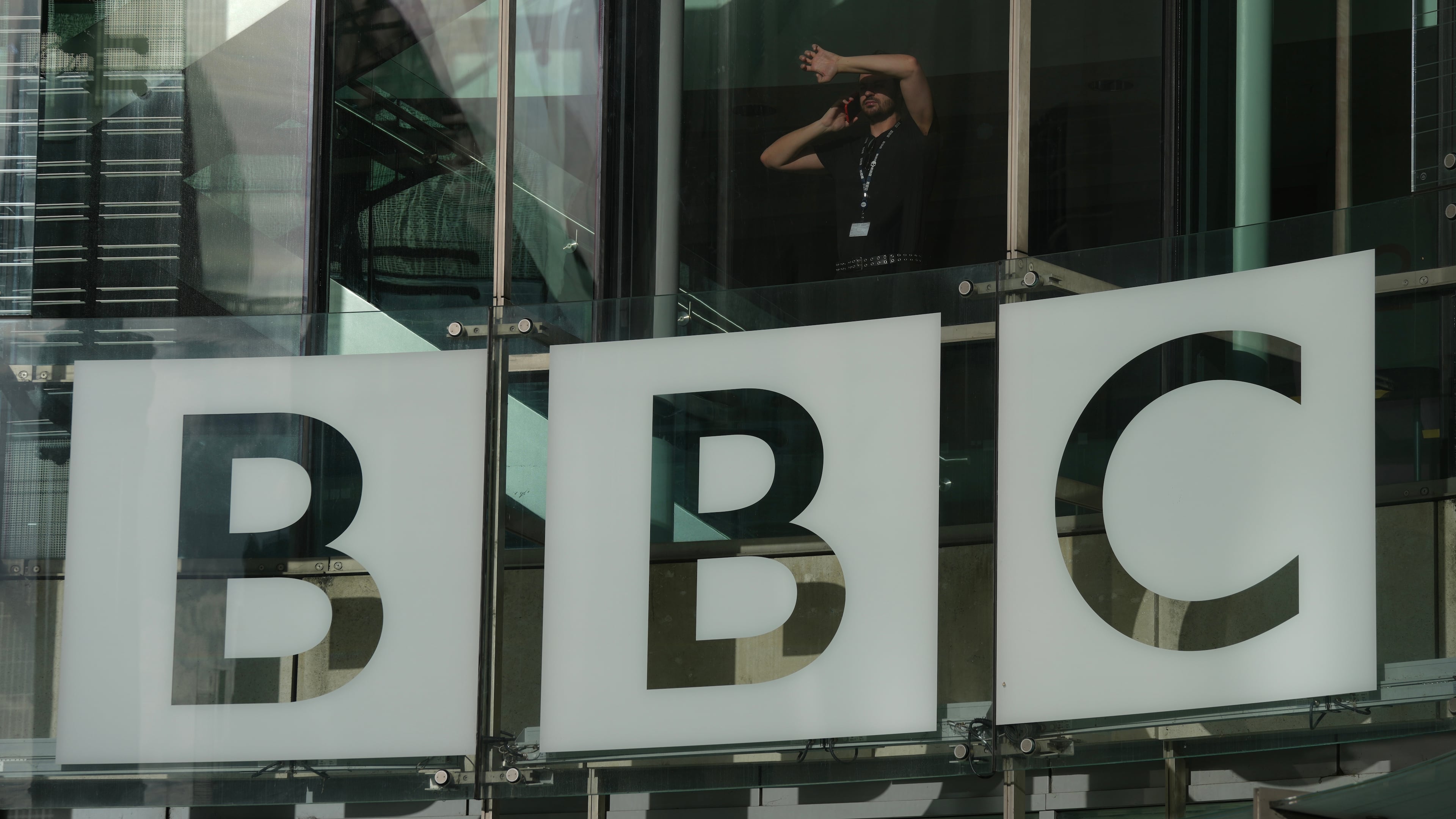 FILE - The BBC logo is displayed at its headquarters in London, Nov. 12, 2025. (AP Photo/Kin Cheung, File)