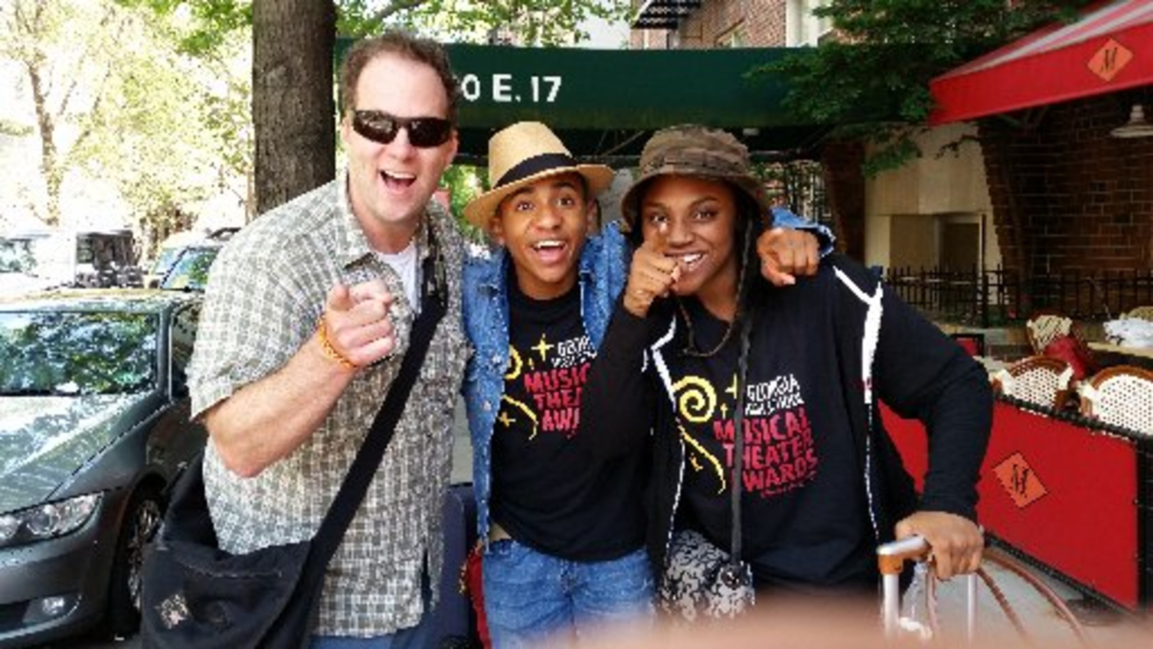 Tri Cities' Rubin Barksdale (center) and Jai'len Josey, winners of the 2014 Shuler Hensley Awards for best actresss and actor, met the awards' namesake (left) for lunch in New York in June. The two were competing in the National High School Musical Theater Awards, where Josey also took best actress. CONTRIBUTED BY BARKLEY RUSSELL
