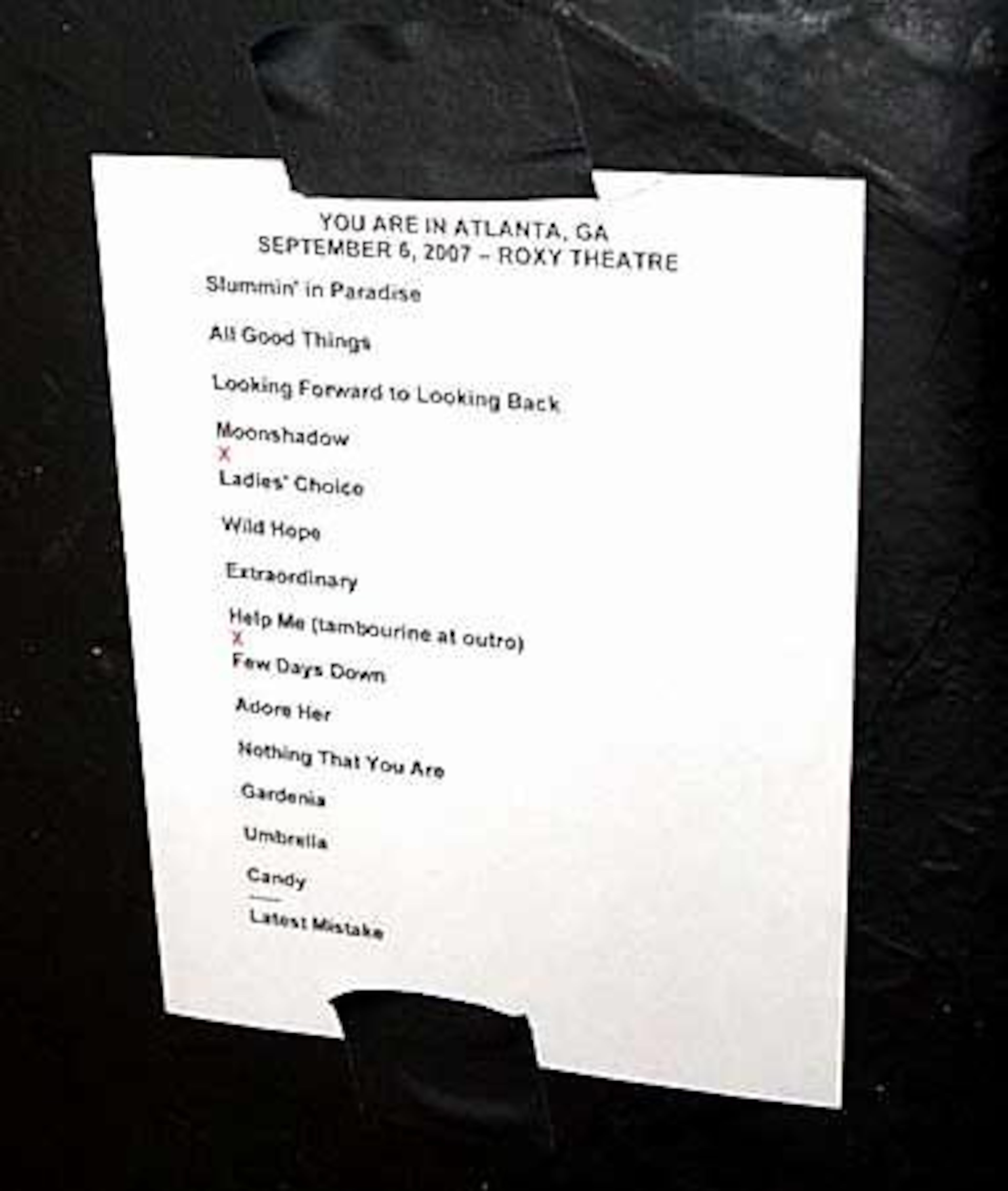 Mandy Moore's Atlanta set list.