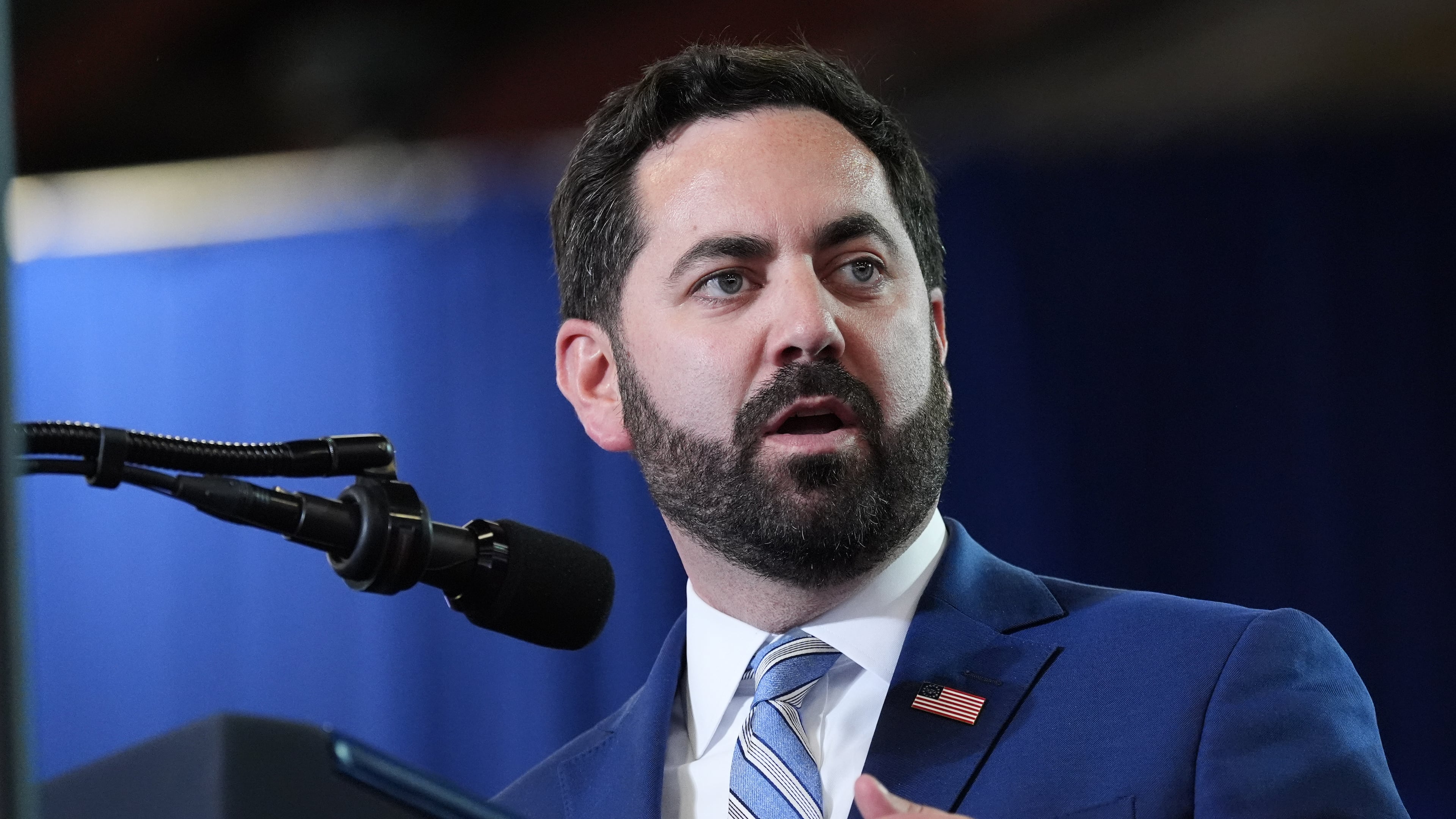 FILE - Rep. Mike Lawler, R-N.Y., speaks at an event with President Donald Trump at Rockland Community College, Friday, May 22, 2026, in Suffern, N.Y. (AP Photo/Alex Brandon, File)