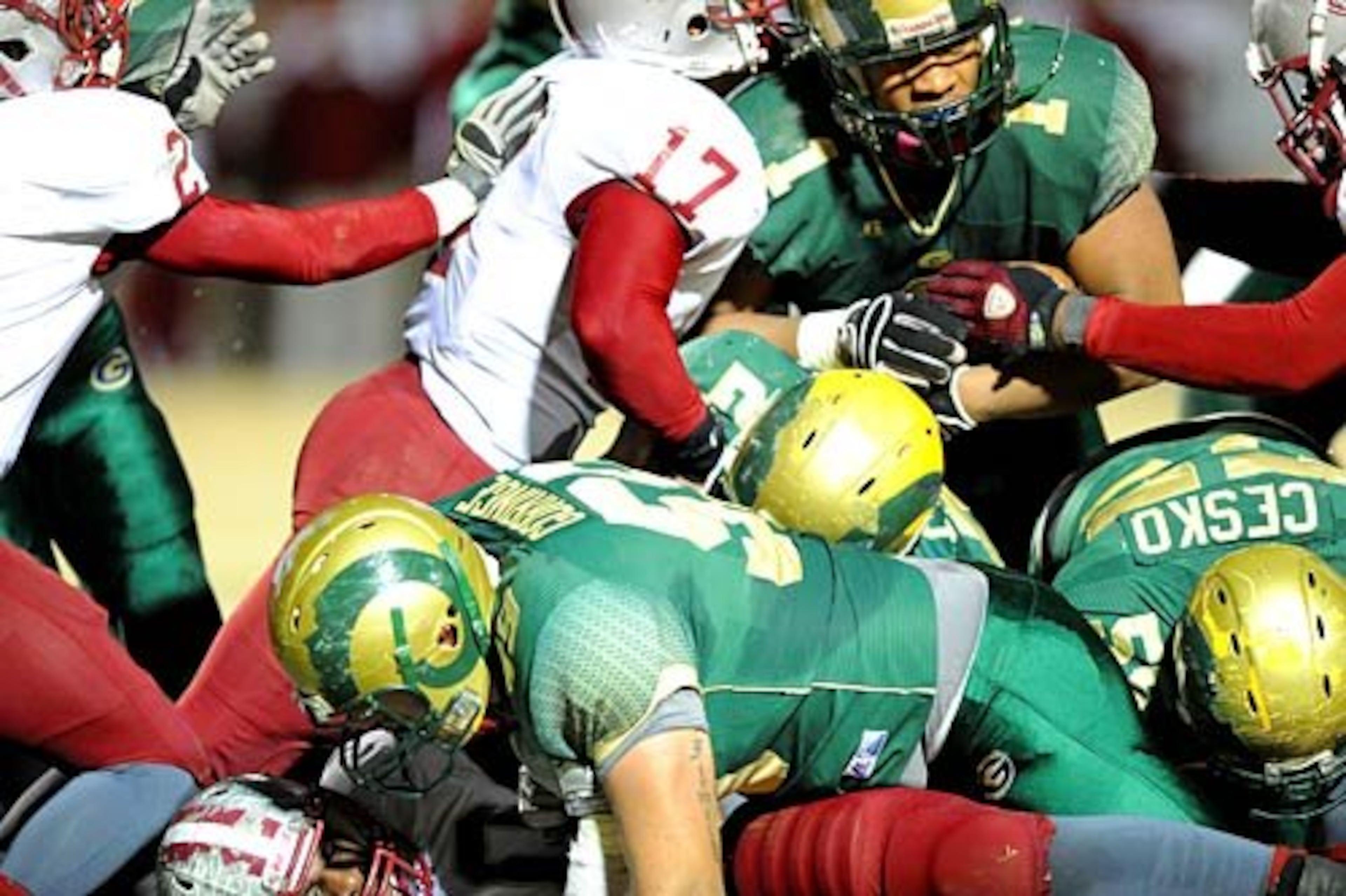 Grayson's Robert Nkemdiche (1) drives the ball into the end zone for a touchdown during their game against Lowndes.