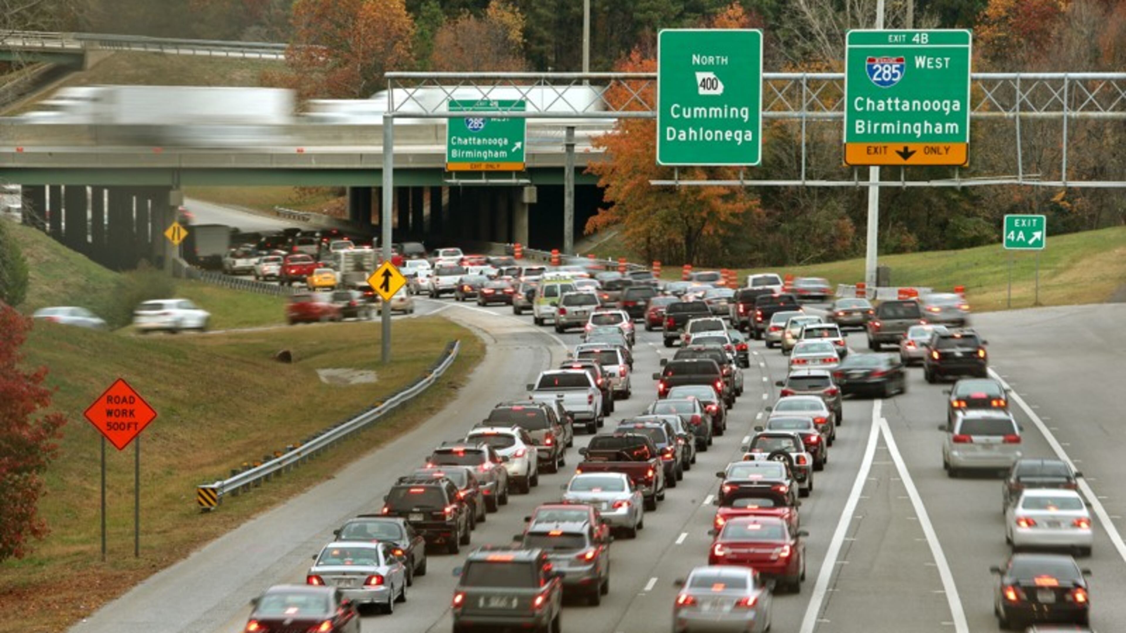Ramps from northbound Ga. 400 to I-285 will be closed certain nights for bridge construction as part of the interchange reconstruction, the Georgia Department of Transportation announced. AJC FILE