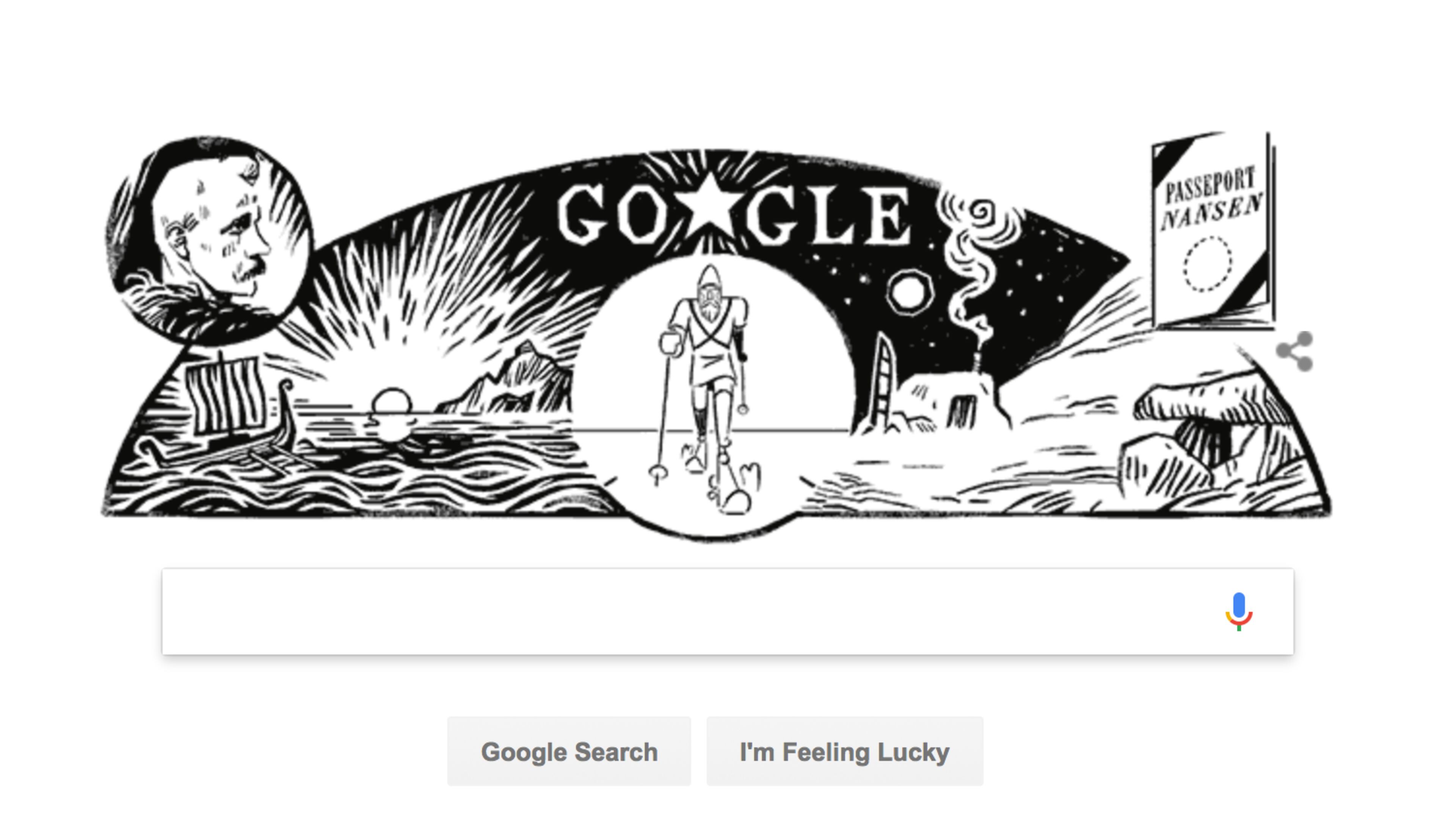 Screenshot of the Fridtjof Nansen Google doodle animation.