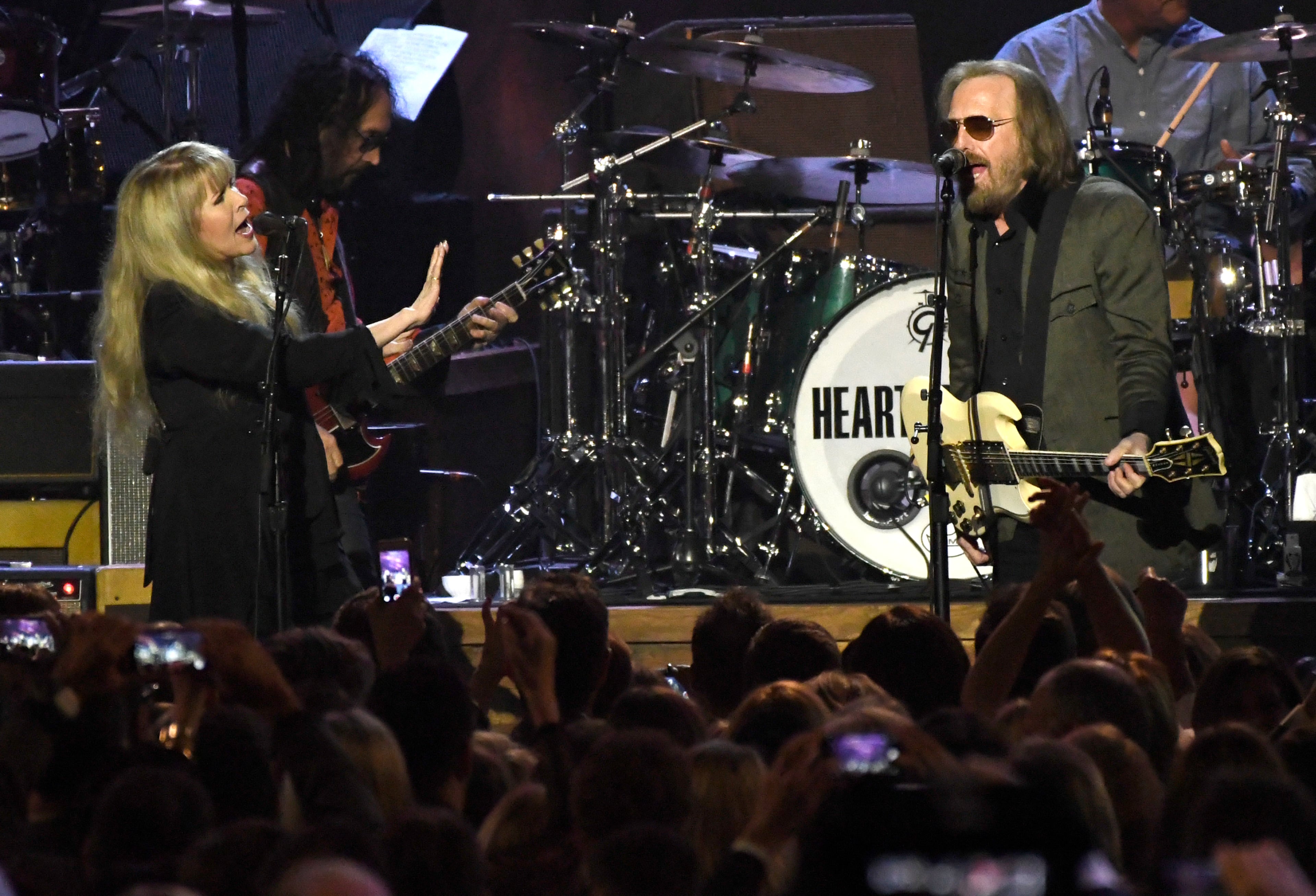 Stevie Nicks and honoree Tom Petty perform "Stop Draggin' My Heart Around" at the MusiCares Person of the Year tribute. Photo by Chris Pizzello/Invision/AP