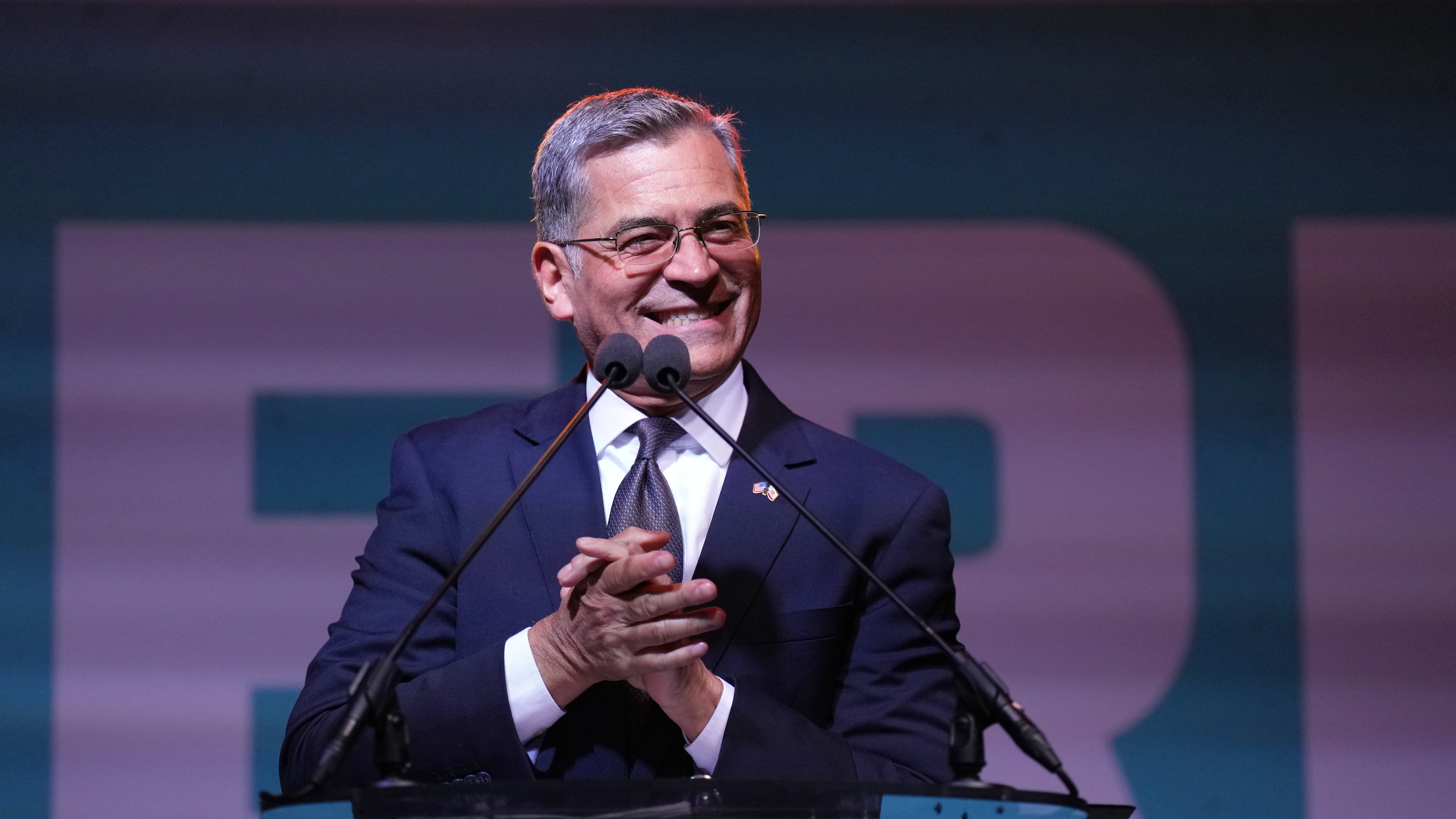 California gubernatorial candidate Xavier Becerra speaks during an election night event Tuesday, June 2, 2026, in Los Angeles. (AP Photo/Jae C. Hong)