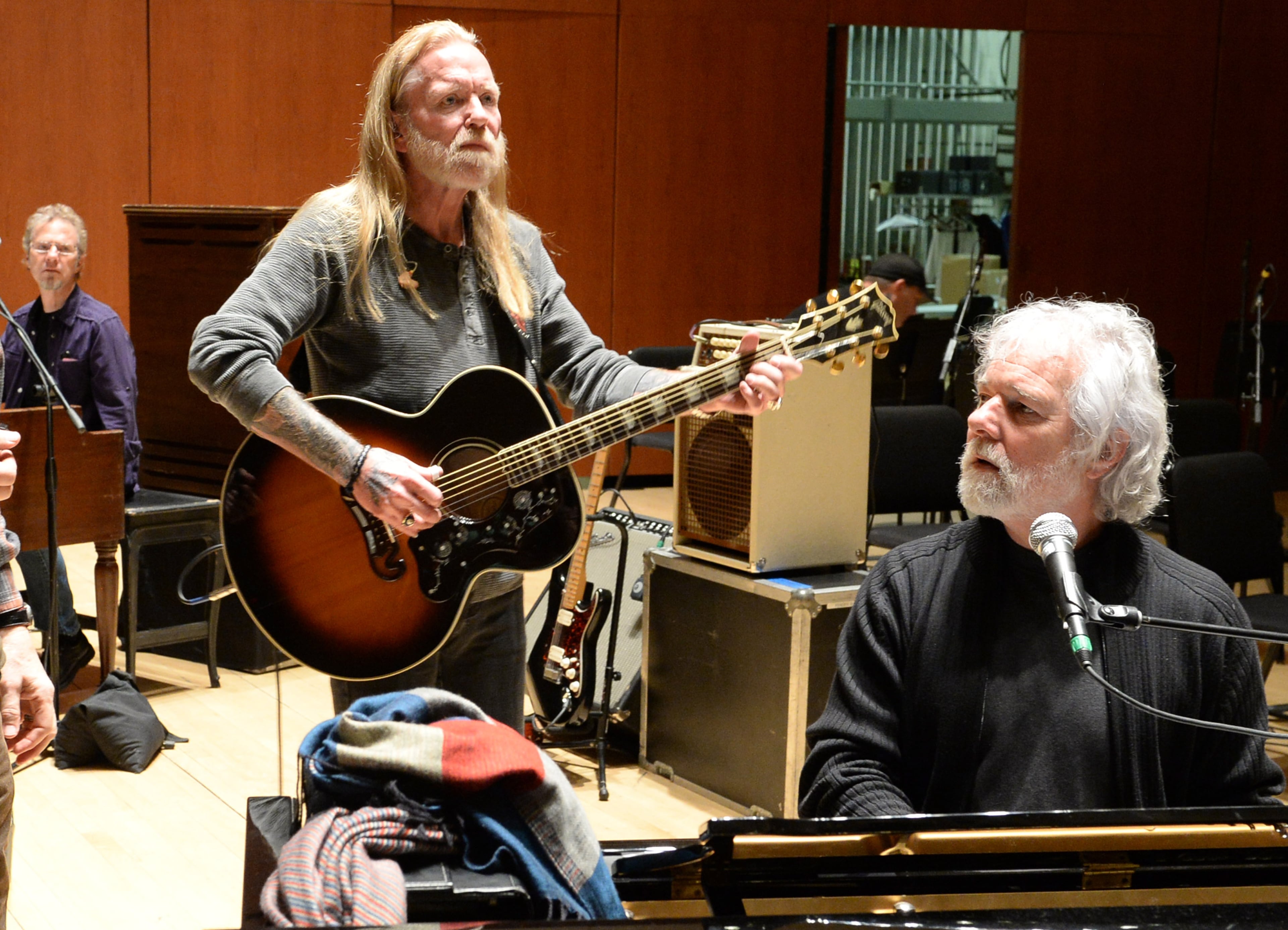 ATLANTA, GA - JANUARY 18: Singers/Songwriters Randall Bramblett, Gregg Allman and Chuck Leavell during rehearsals for "Celebrating Georgia With Chuck Leavell & Friends" at Atlanta Symphony Hall on January 18, 2014 in Atlanta, Georgia. (Photo by Rick Diamond/Getty Images)