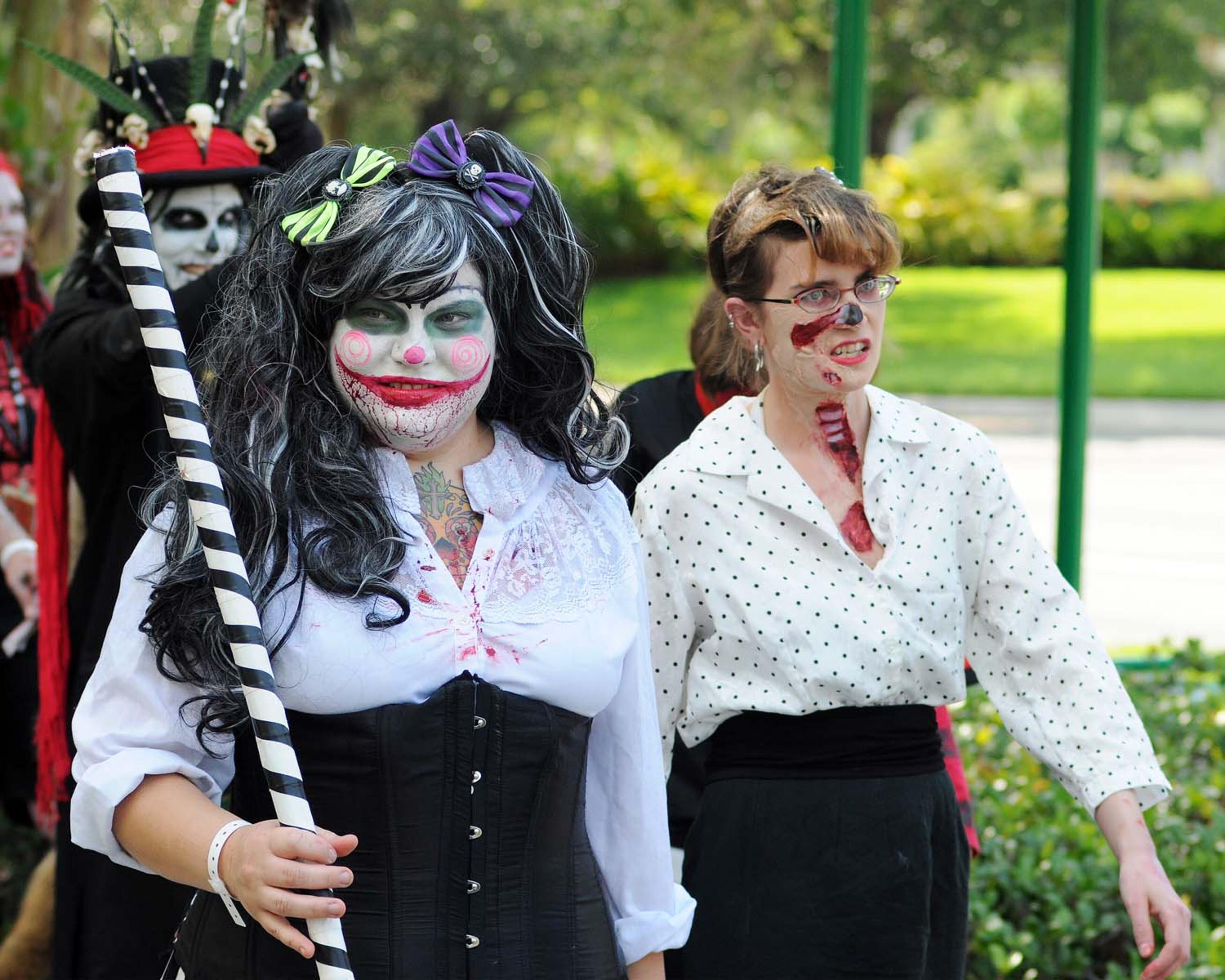 A pack of blood-thirsty zombies marched on the Rosen Centre Hotel in Orlando, Florida to kick off Spooky Empire's annual May-Hem horror convention.