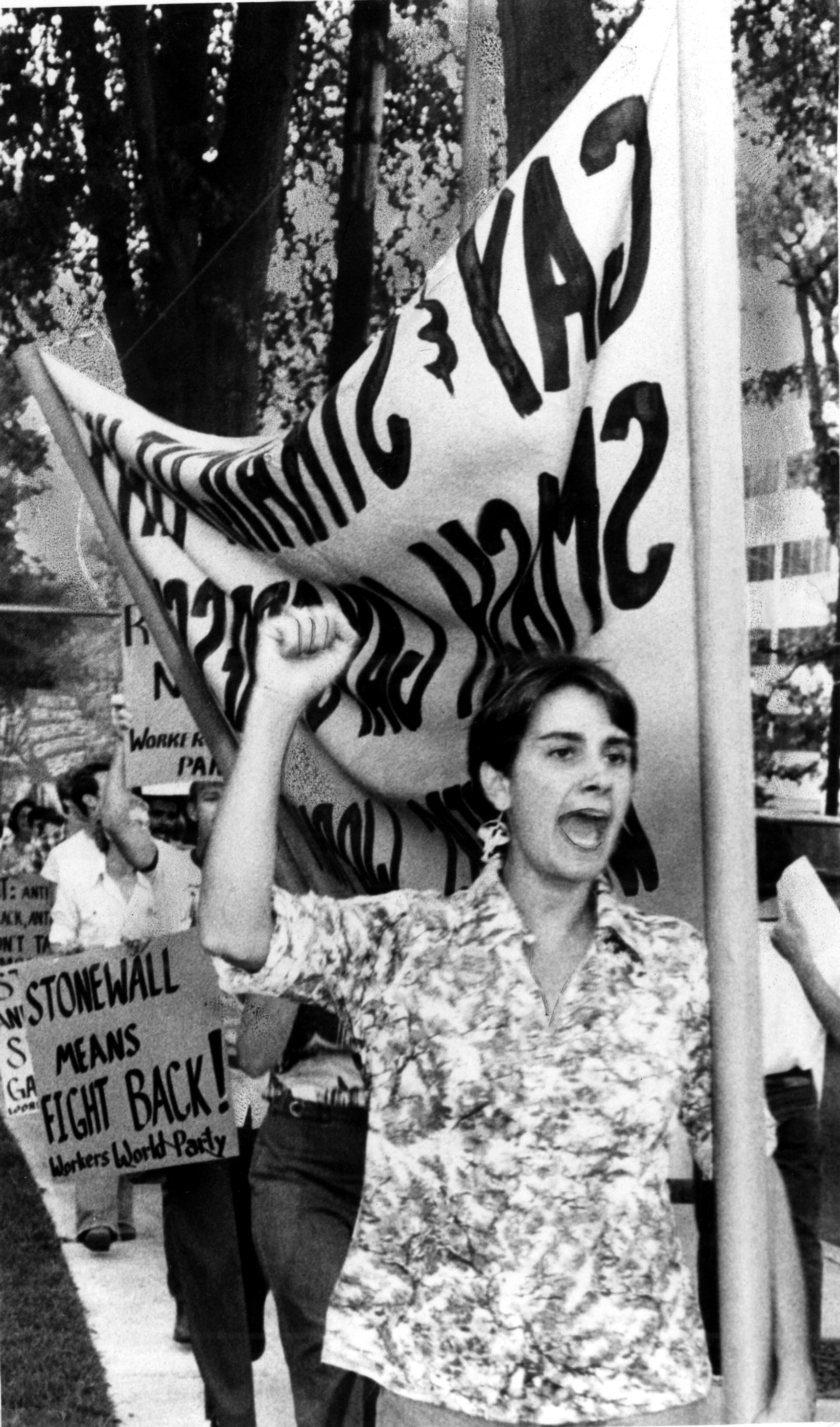1977 -- Gay rights protesters picket the Miss National Teen-Ager pageant in Atlanta, opposing the choice of Anita Bryant as 'America's Greatest American' by the 3,500 pageant finalists.