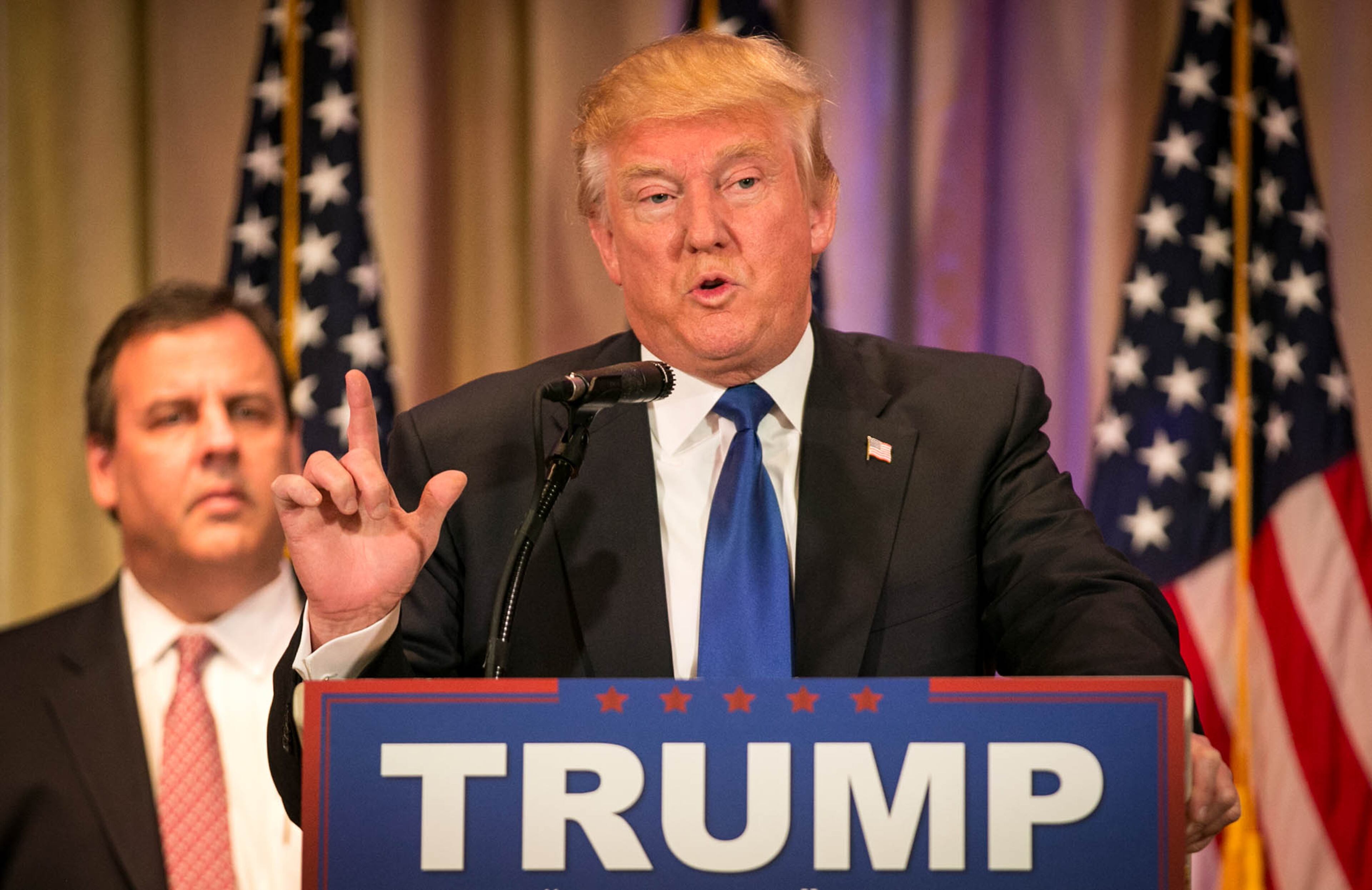 Donald J. Trump Super Tuesday Press Conference at Mar-A-Lago in Palm Beach, Florida on March 1, 2016. (Allen Eyestone / The Palm Beach Post)