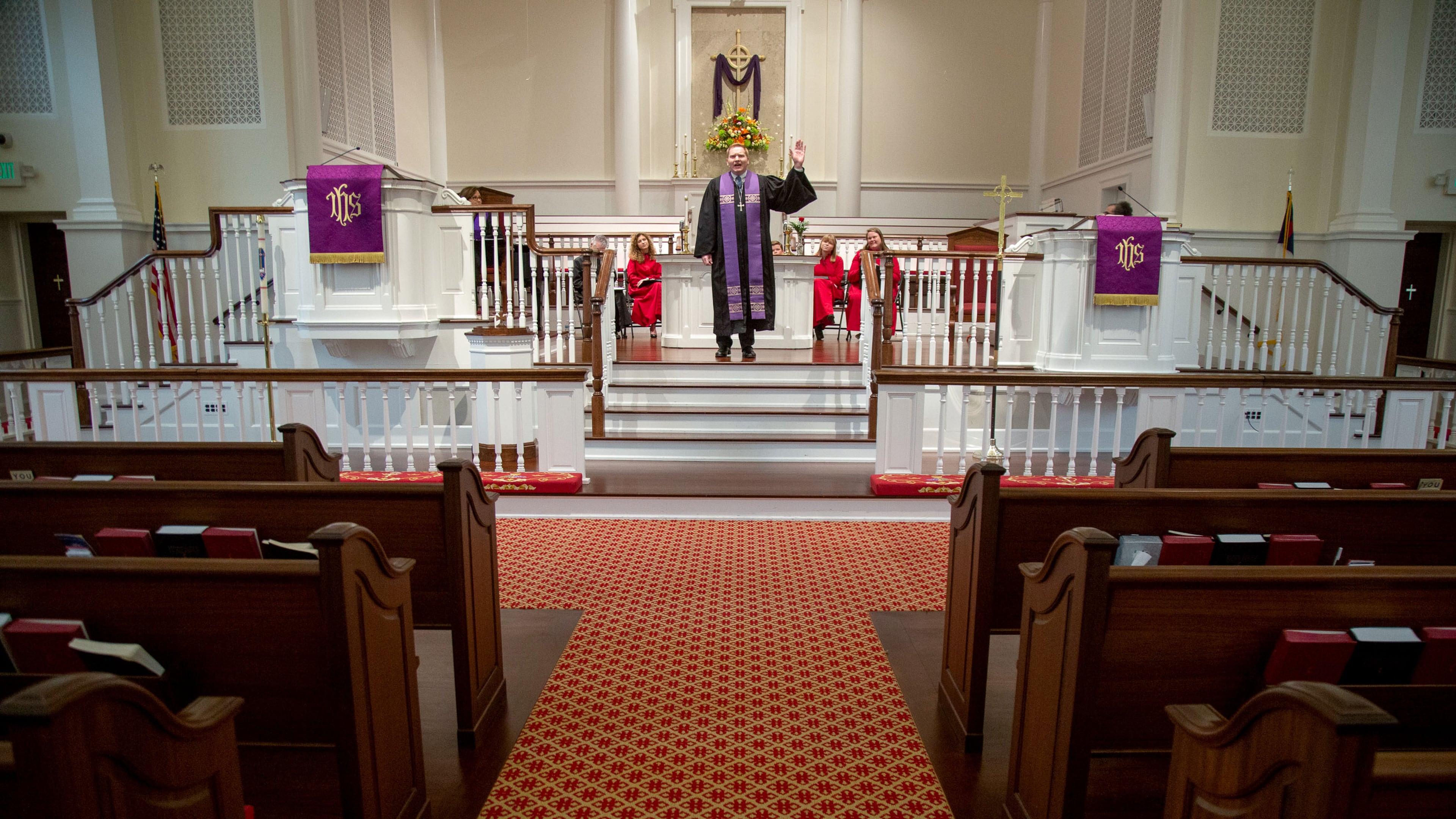 First United Methodist Church of Marietta Rev. Brian Smith leads a children sermon through their Livestream Sunday service on March 15, 2020. STEVE SCHAEFER / SPECIAL TO THE AJC