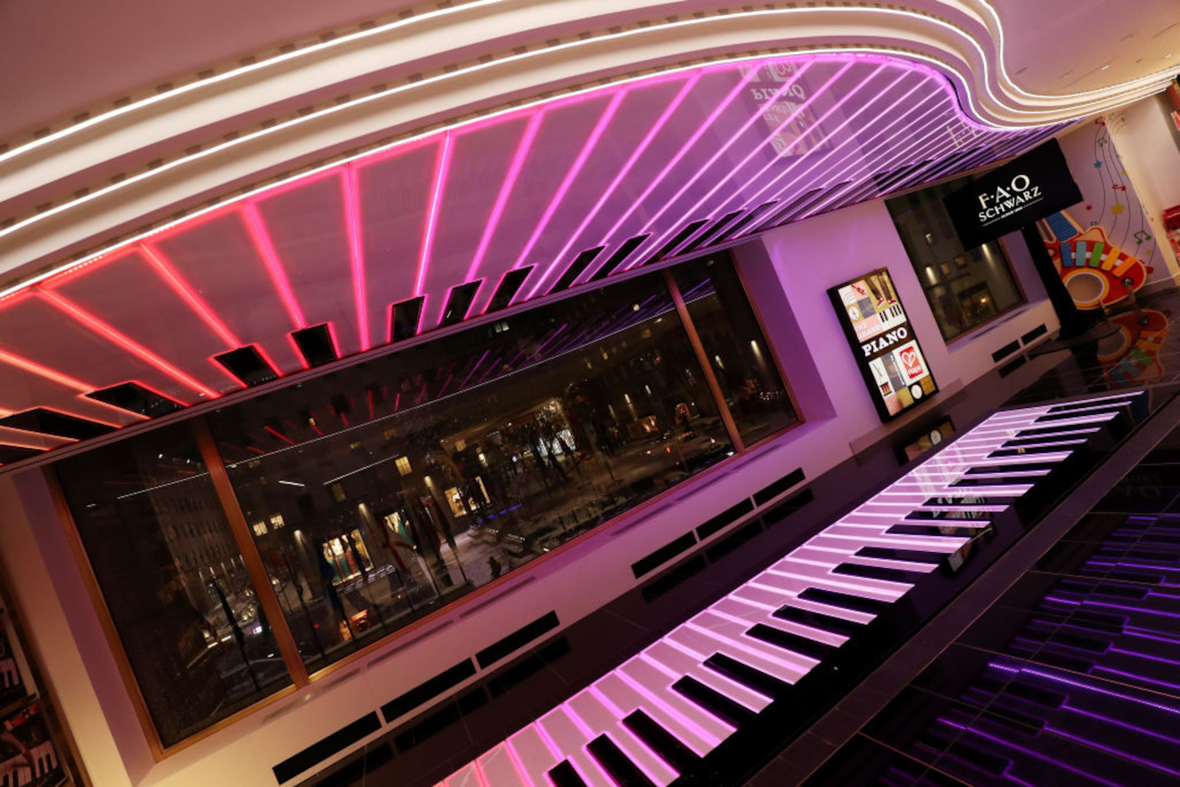 NEW YORK, NY - NOVEMBER 15: View of the Grand Piano as FAO Schwarz opens its flagship store at 30 Rockfeller Plaza on November 15, 2018 in New York City. (Photo by Cindy Ord/Getty Images for FAO Schwarz)