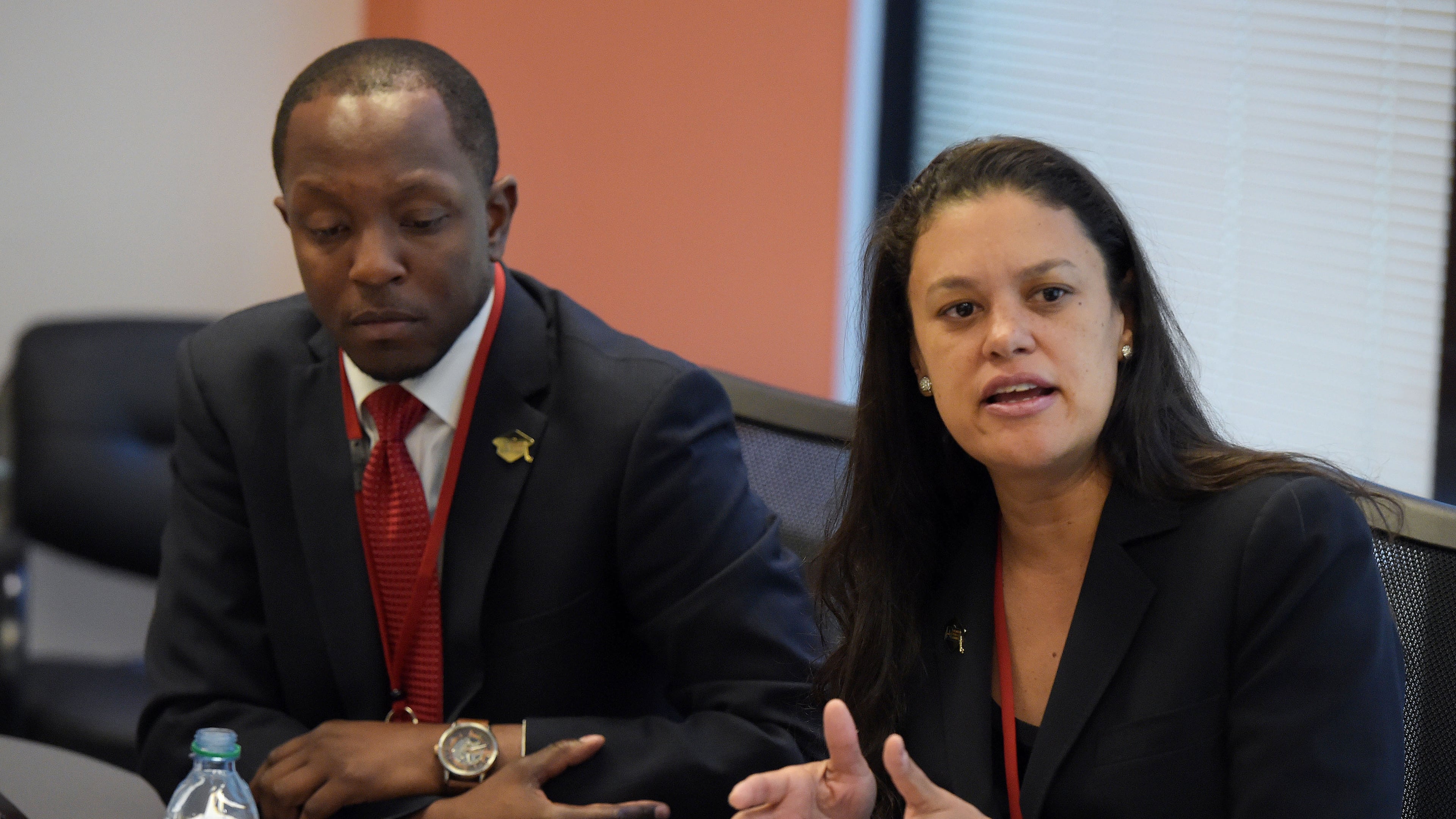 The head of an Atlanta teacher’s group says the search for a new school chief should be more open than the process used to hire Meria Carstarphen in 2014. Carstarphen is shown here with former APS school board Chair Courtney English.