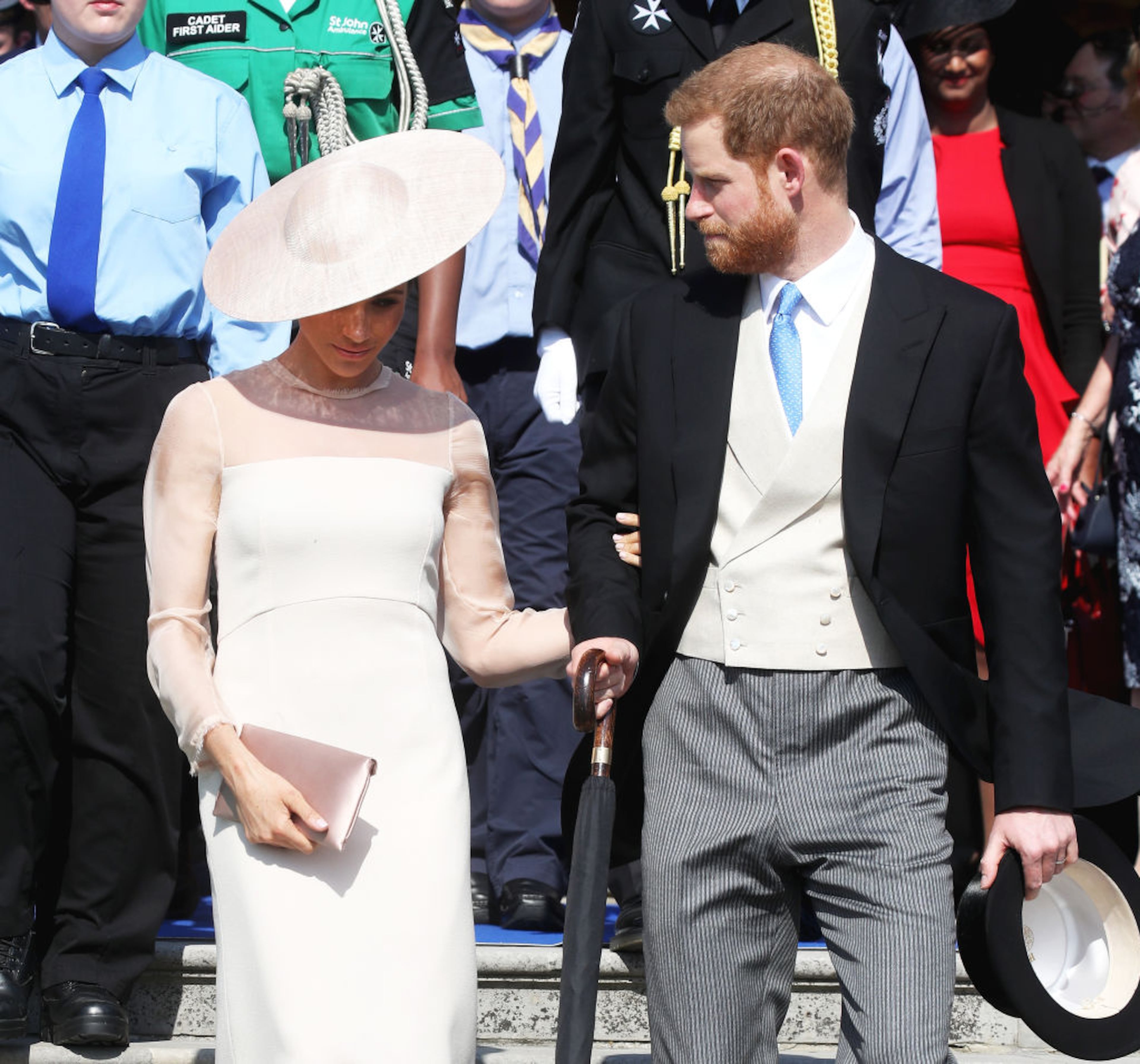 LONDON, ENGLAND - MAY 22: (L-R) Prince Harry, Duke of Sussex and Meghan, Duchess of Sussex attend The Prince of Wales' 70th Birthday Patronage Celebration held at Buckingham Palace on May 22, 2018 in London, England. (Photo by Chris Jackson/Chris Jackson/Getty Images)