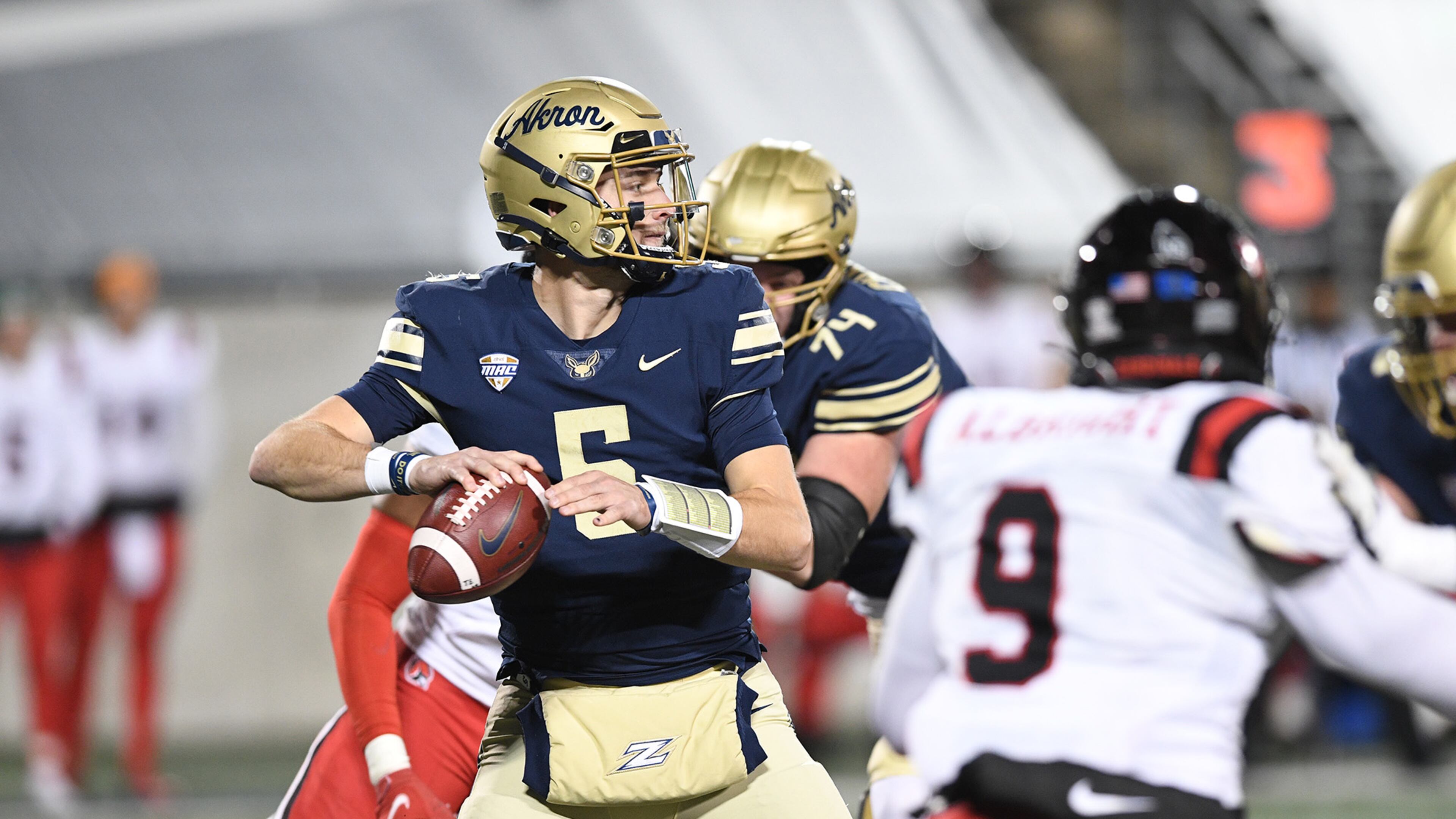 Akron quarterback Zach Gibson, who announced his decision to transfer to Georgia Tech Jan. 1, 2022. (Akron Athletics)