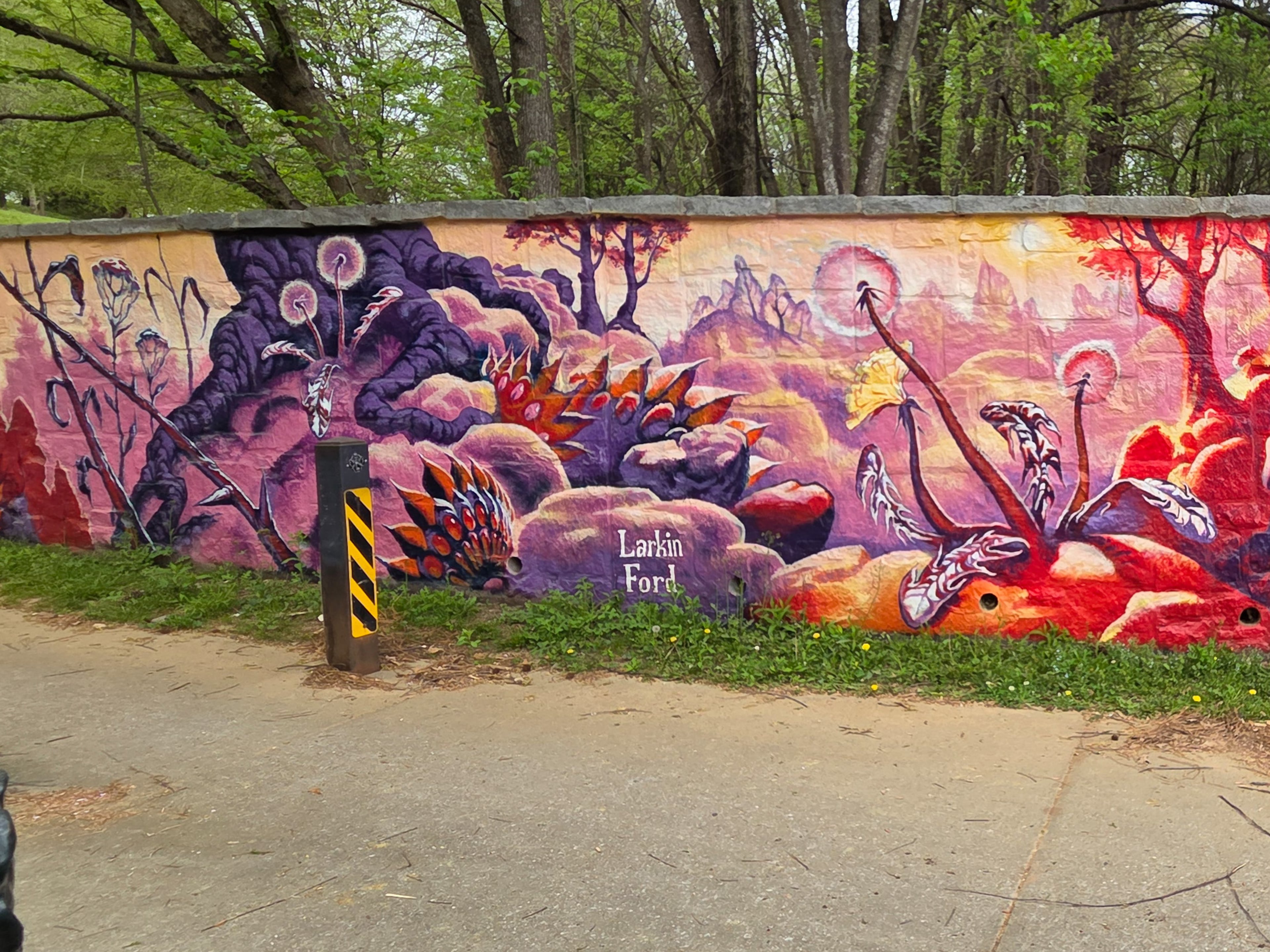 Detail from Larkin Ford's mural "The Golden Thicket," which features natural and supernatural aspects. (Courtesy of Arthur Rudick)