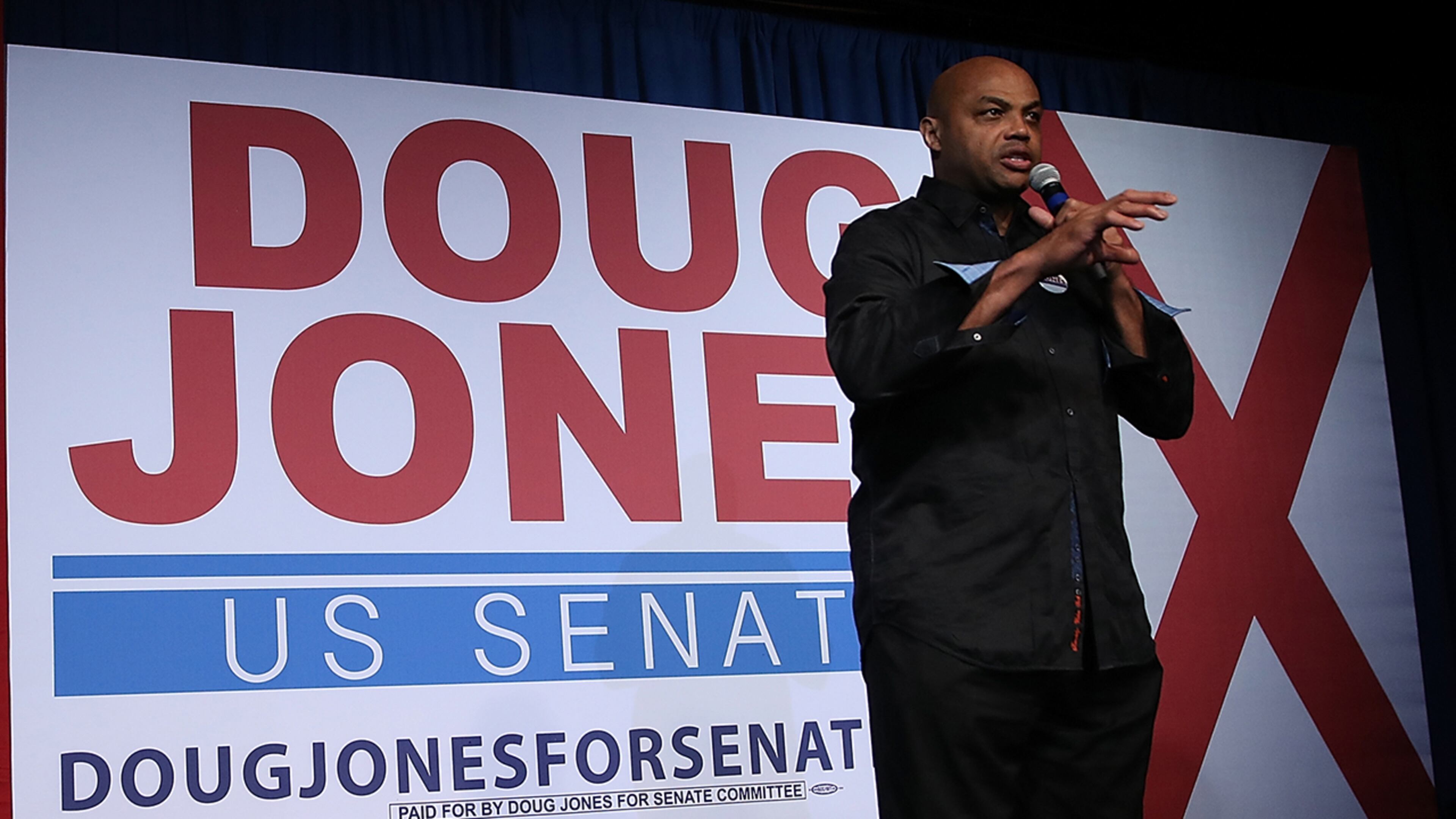 BIRMINGHAM, AL - DECEMBER 11: NBA Hall of Famer Charles Barkley speaks during a get out the vote campaign rally for democratic Senatorial candidate Doug Jones on December 11, 2017 in Birmingham, Alabama. Jones is facing off against Republican Roy Moore in tomorrow's special election for the U.S. Senate. (Photo by Justin Sullivan/Getty Images)