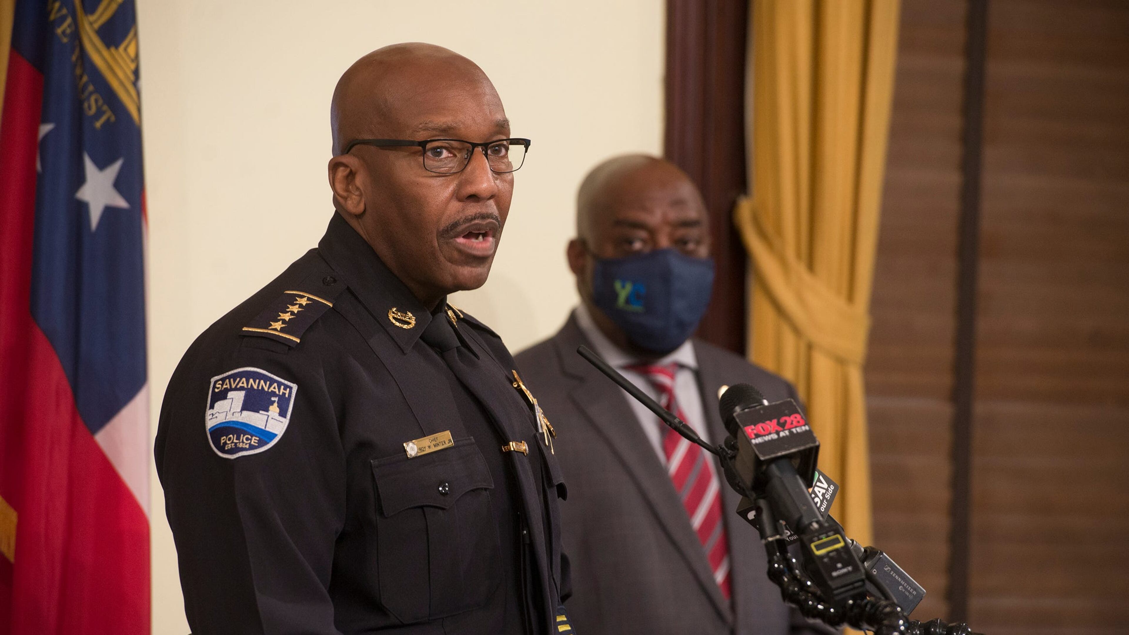 Savannah Police Chief Roy Minter speaks at Mayor Van Johnson's weekly media briefing.