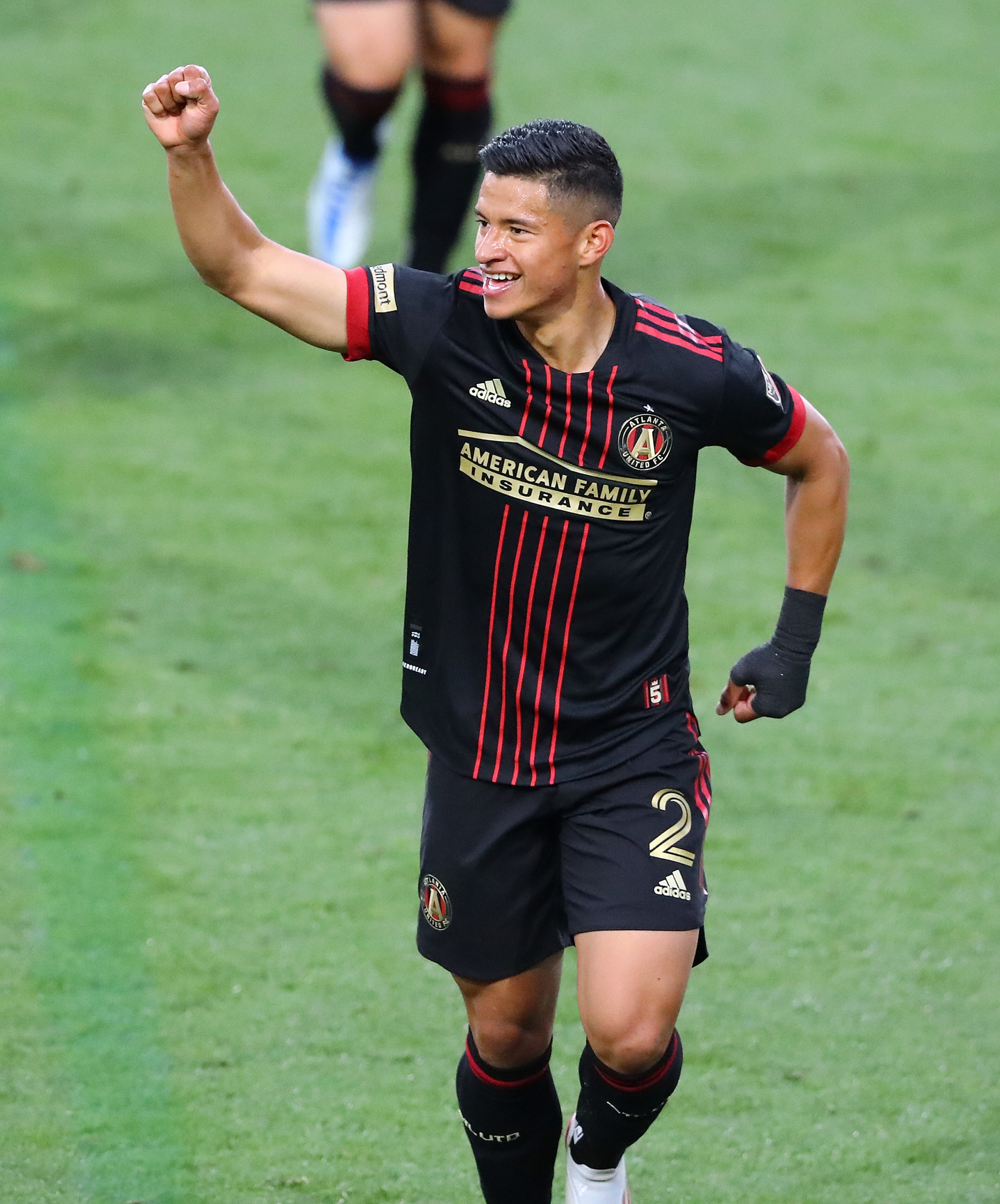 Atlanta United defender Ronald Hernandez reacts to scoring his goal against Chattanooga FC for a 1-0 lead in the Lamar Hunt U.S. Open Cup on Wednesday, April 20, 2022, in Kennesaw. “Curtis Compton / Curtis.Compton@ajc.com”