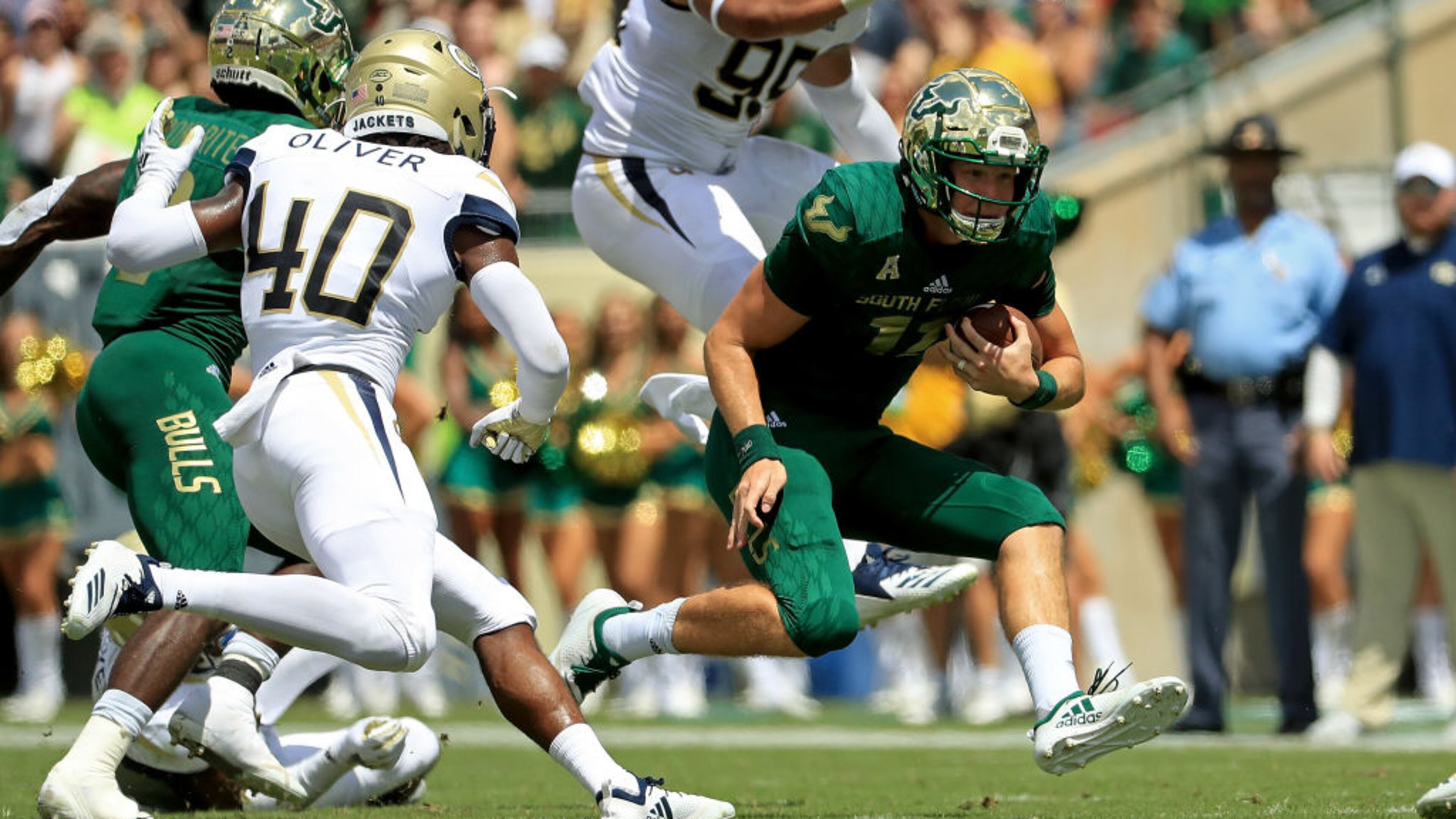 TAMPA, FL - SEPTEMBER 08: Blake Barnett #11 of the South Florida Bulls rushes during a game against the Georgia Tech Yellow Jackets at Raymond James Stadium on September 8, 2018 in Tampa, Florida. (Photo by Mike Ehrmann/Getty Images)