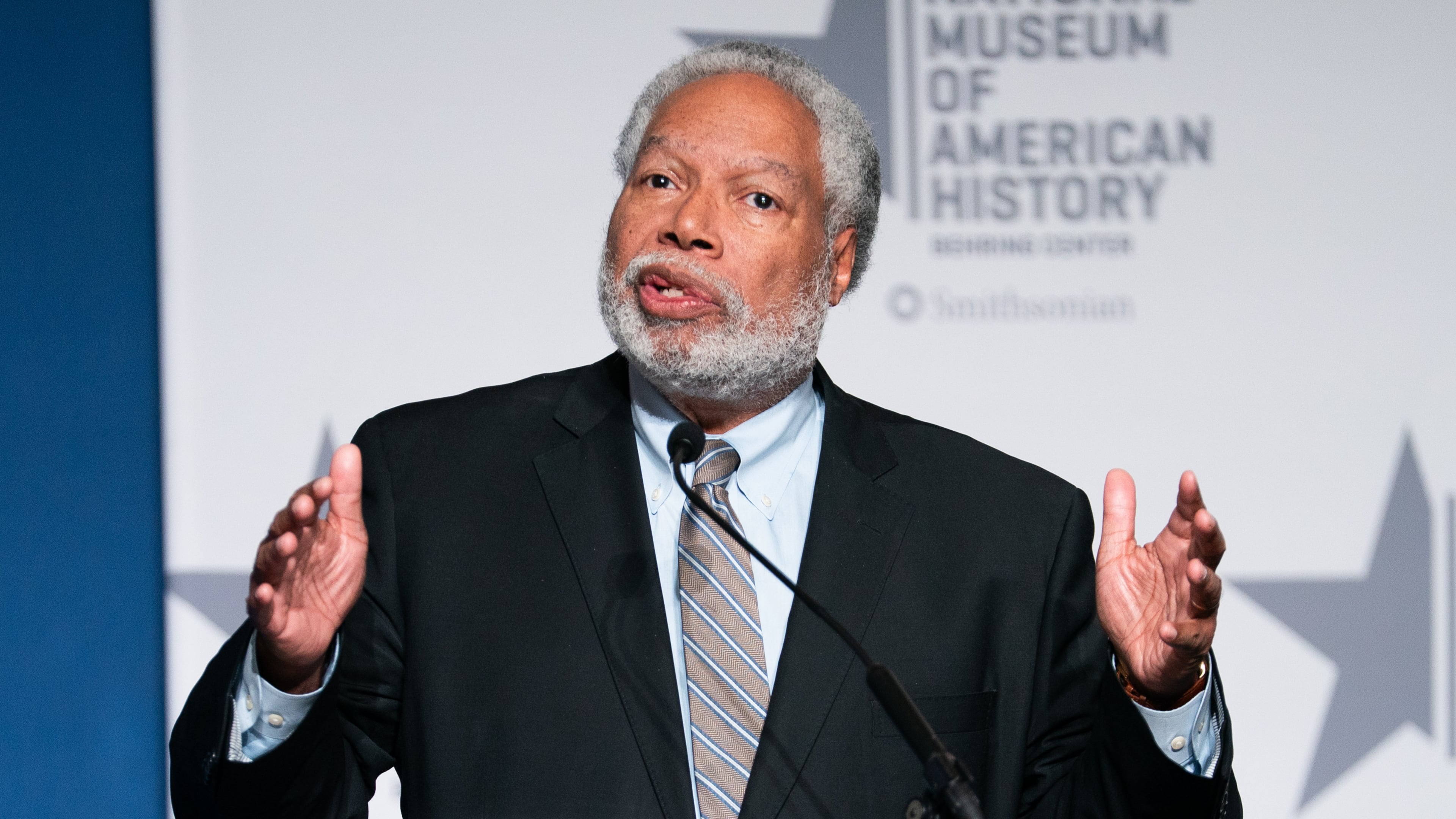 FILE - Secretary of the Smithsonian Institution Lonnie Bunch speaks at an event, Feb. 20, 2026, in Washington. (AP Photo/Allison Robbert, File)