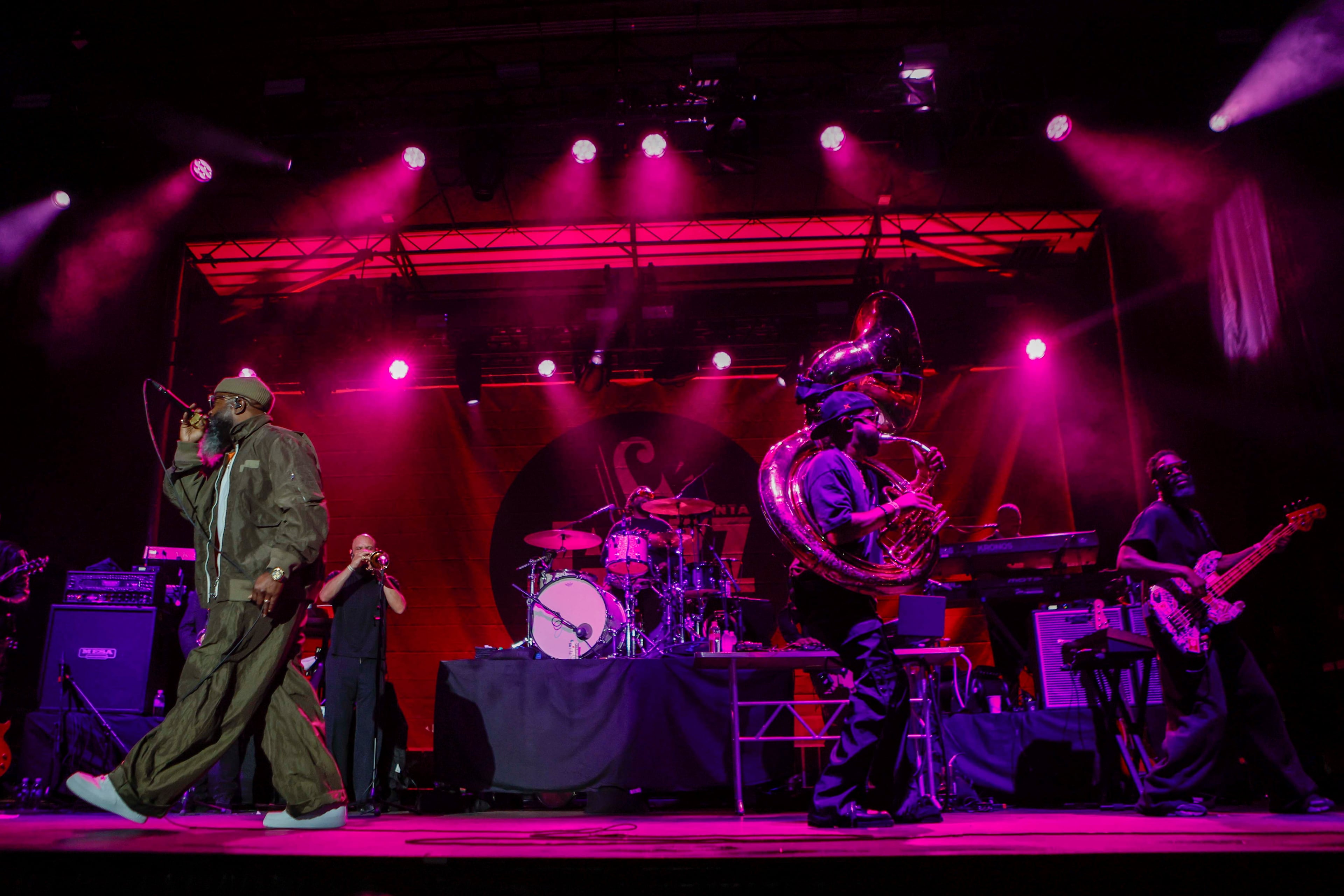 American hip-hop band The Roots, formed in Philadelphia, performed at the Atlanta Jazz Festival in Piedmont Park on Sunday, May 24, 2026. The three-day annual free event was held Saturday through Monday. (Miguel Martinez/AJC)