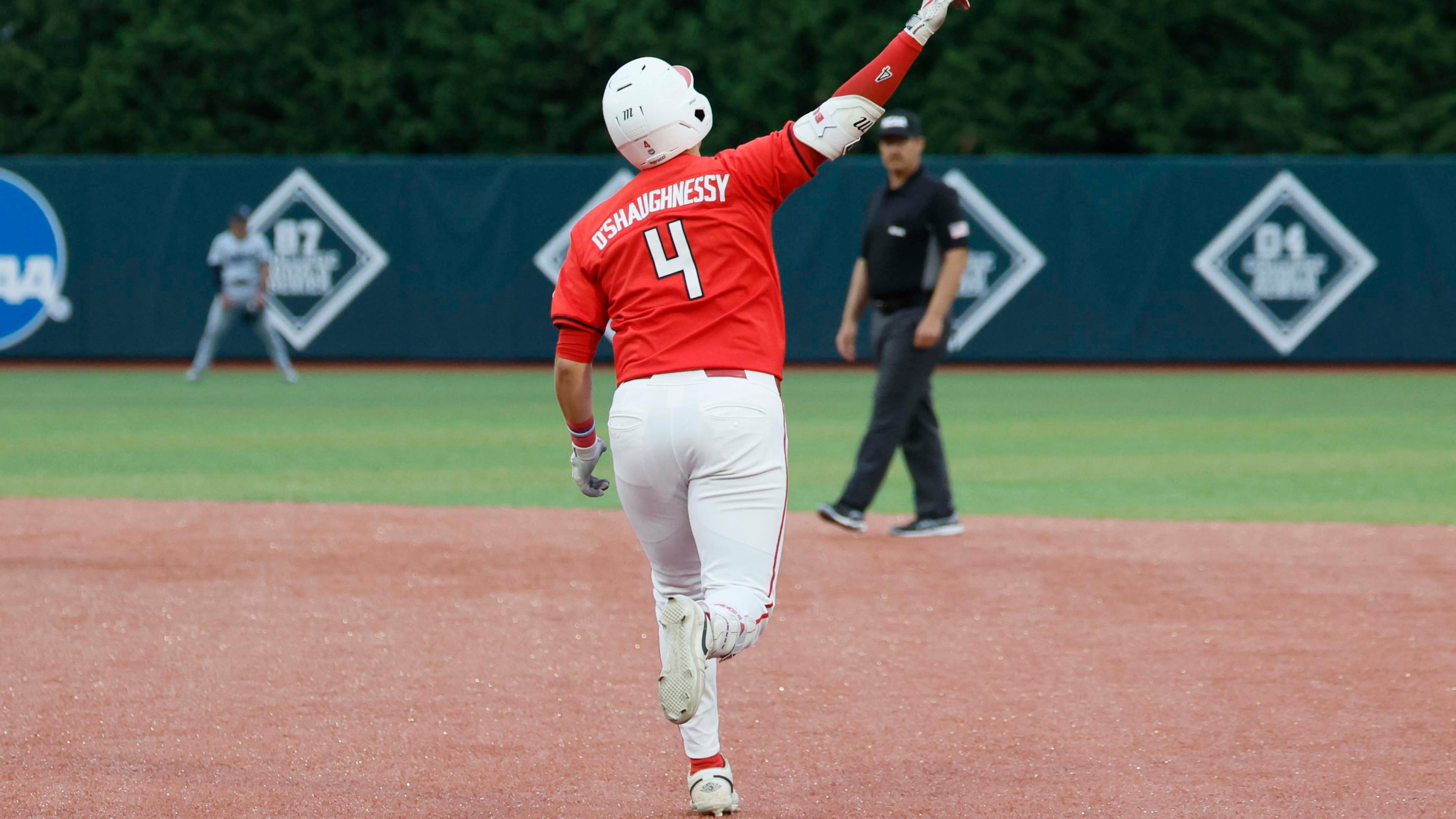 Georgia infielder Michael O’Shaughnessy — pictured rounding the bases after a home run in the Athens Regional final on Sunday, May 31 — hit two home runs Saturday, June 6, 2026, against Mississippi State in Game 1 of the Bulldogs' super regional series. (Miguel Martinez/AJC)