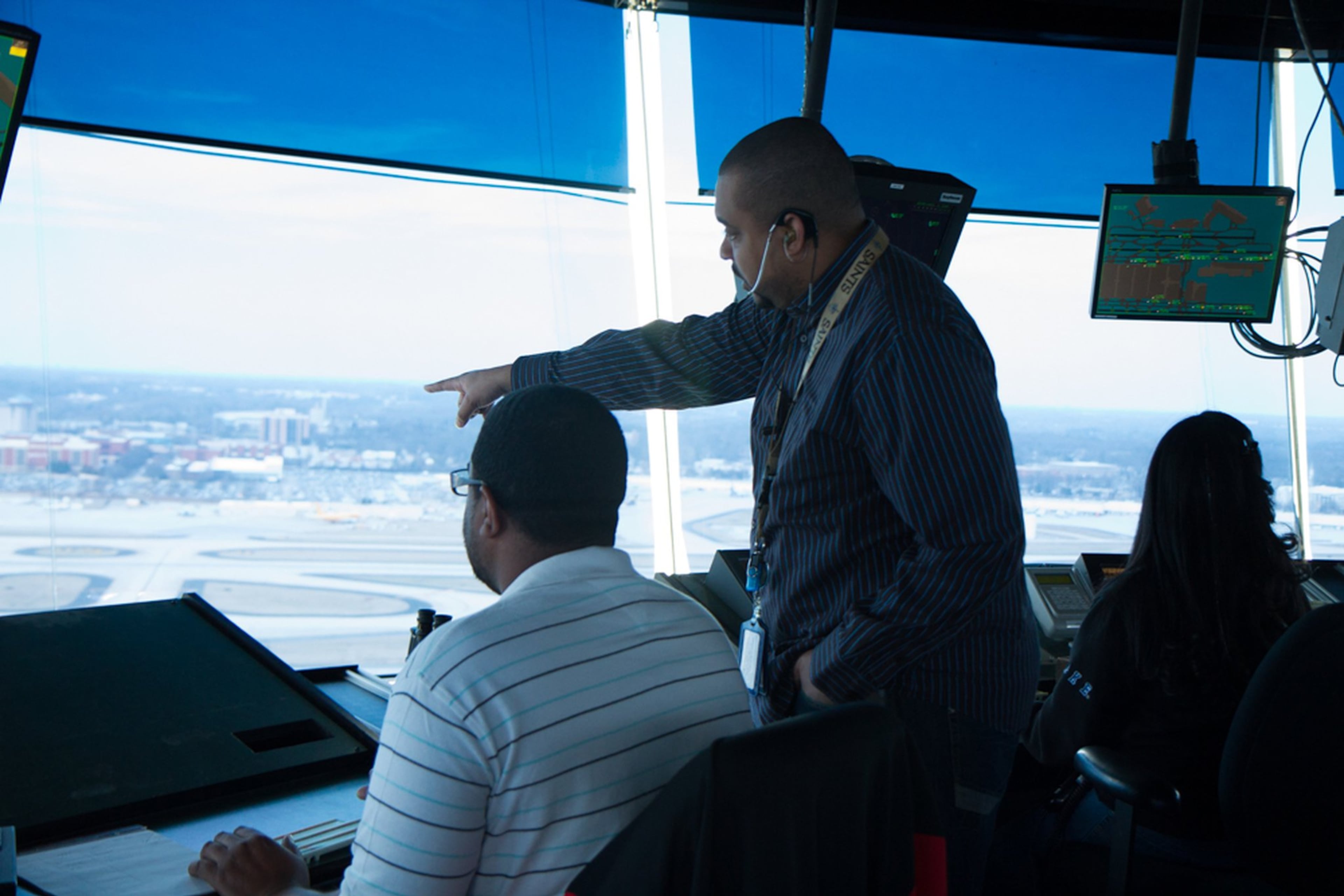 Inside the air traffic control tower at Hartsfield-Jackson International Airport in Atlanta. (AJC file photo)