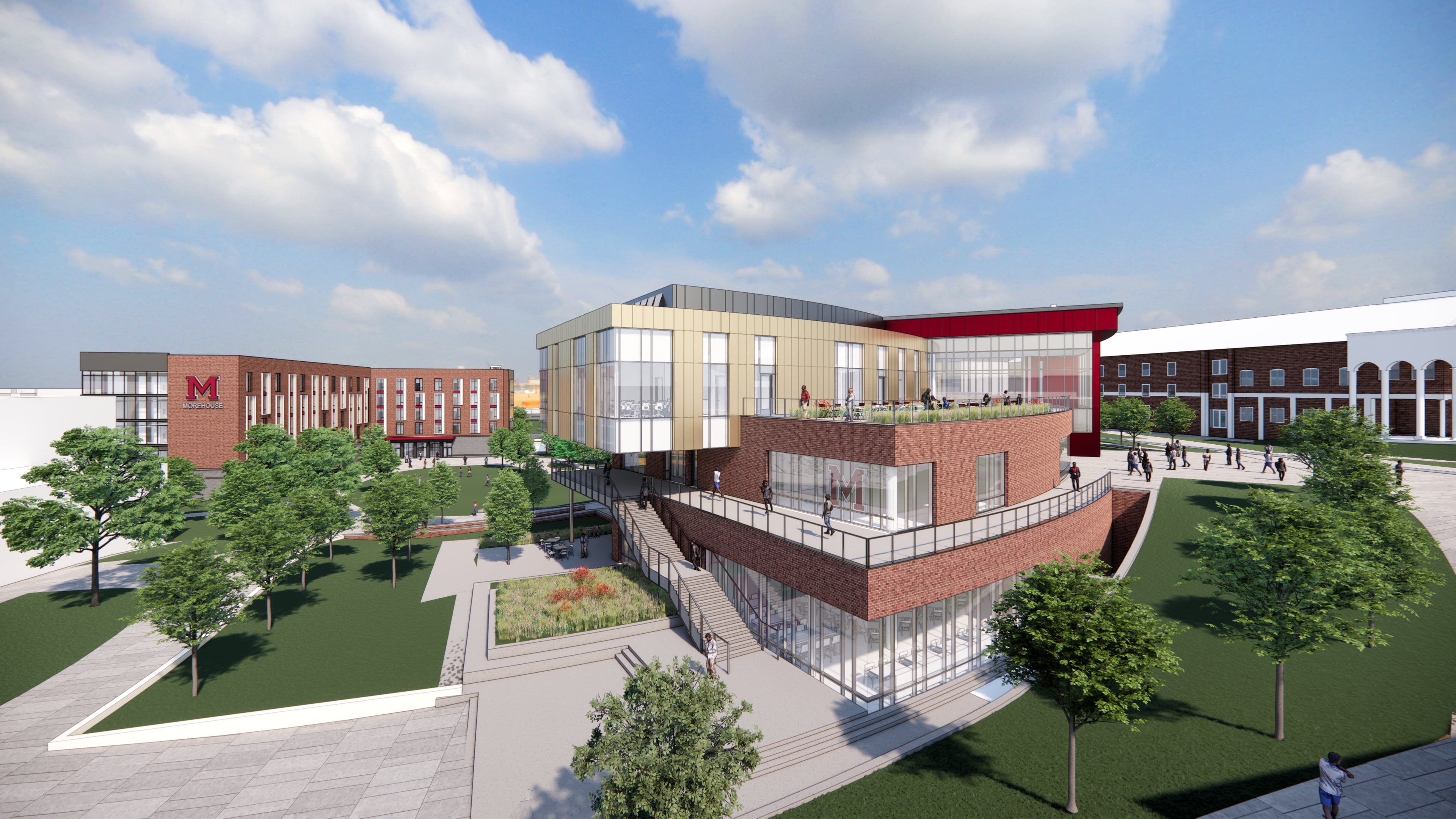 A rendering of Morehouse College's new planned campus center. Morehouse is allocating the $20 million it received from philanthropist MacKenzie Scott to the center's construction. (Courtesy of Morehouse College)