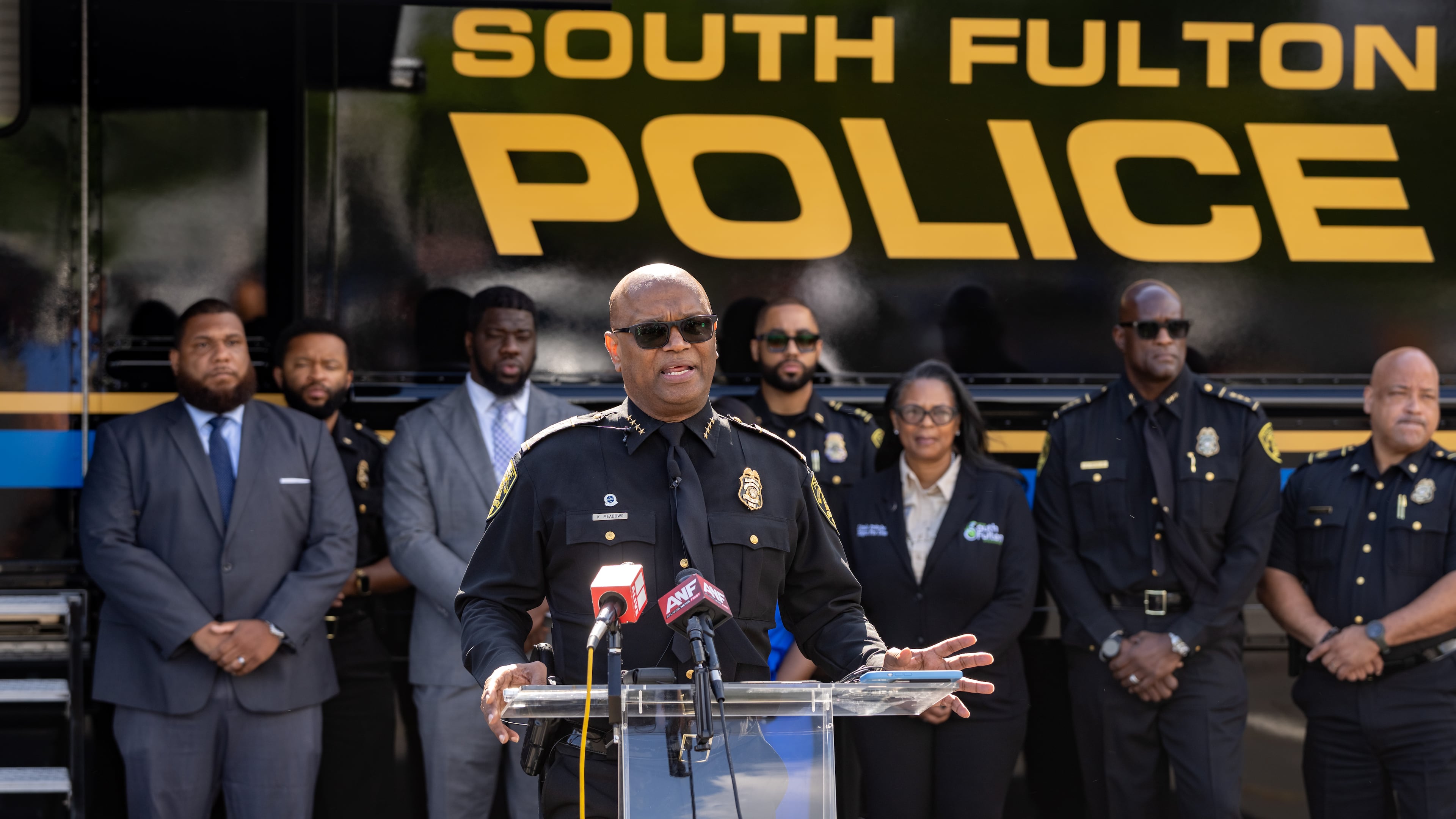 South Fulton police Chief Keith Meadows speaks ahead of the fourth annual Rick Ross car and bike show. (Ben Hendren for The Atlanta Journal-Constitution)