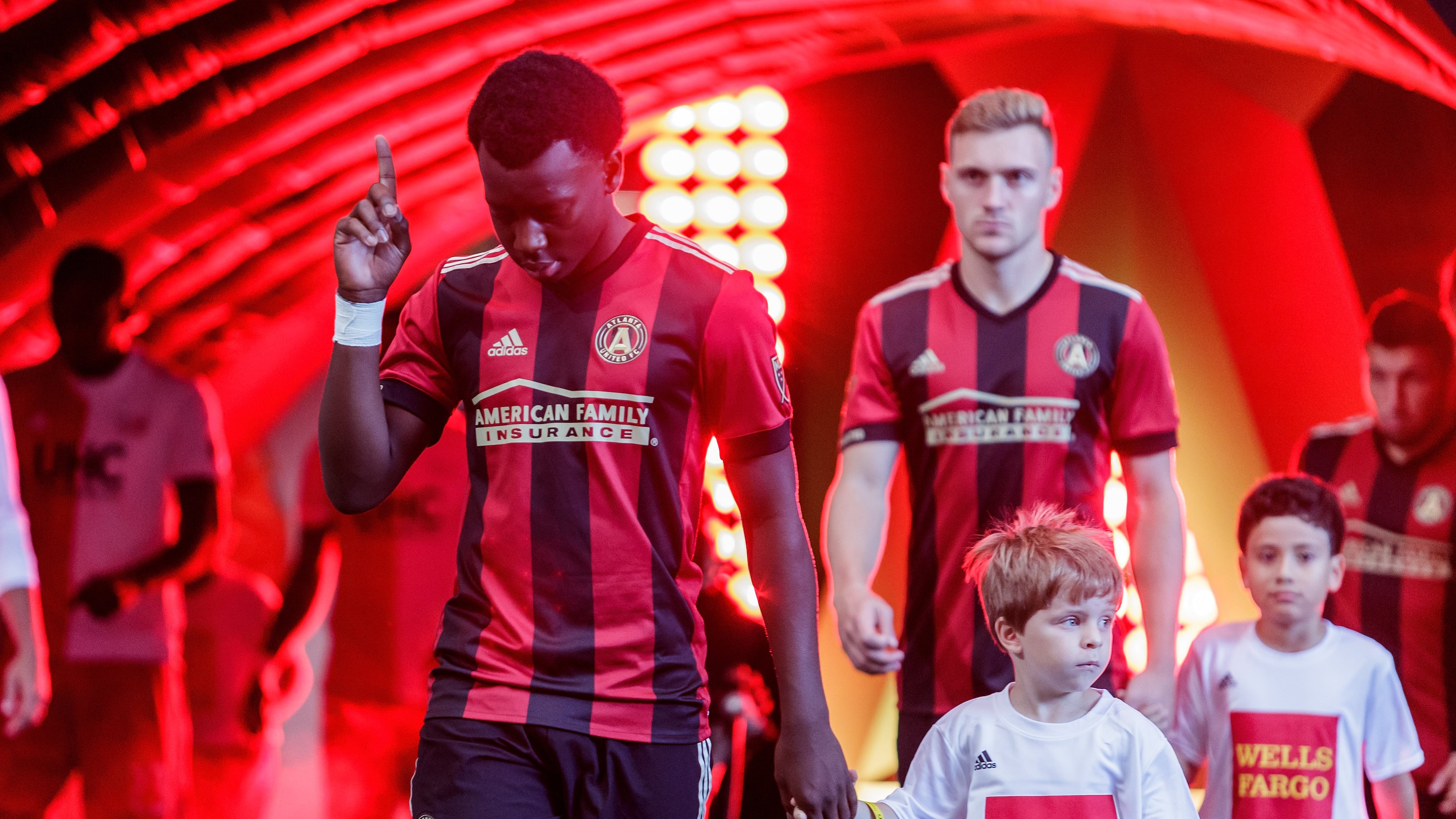 Atlanta United's George Bellow (foreground) and Julian Gressel scored in Saturday's game against New England at Mercedes-Benz Stadium. (Atlanta United)
