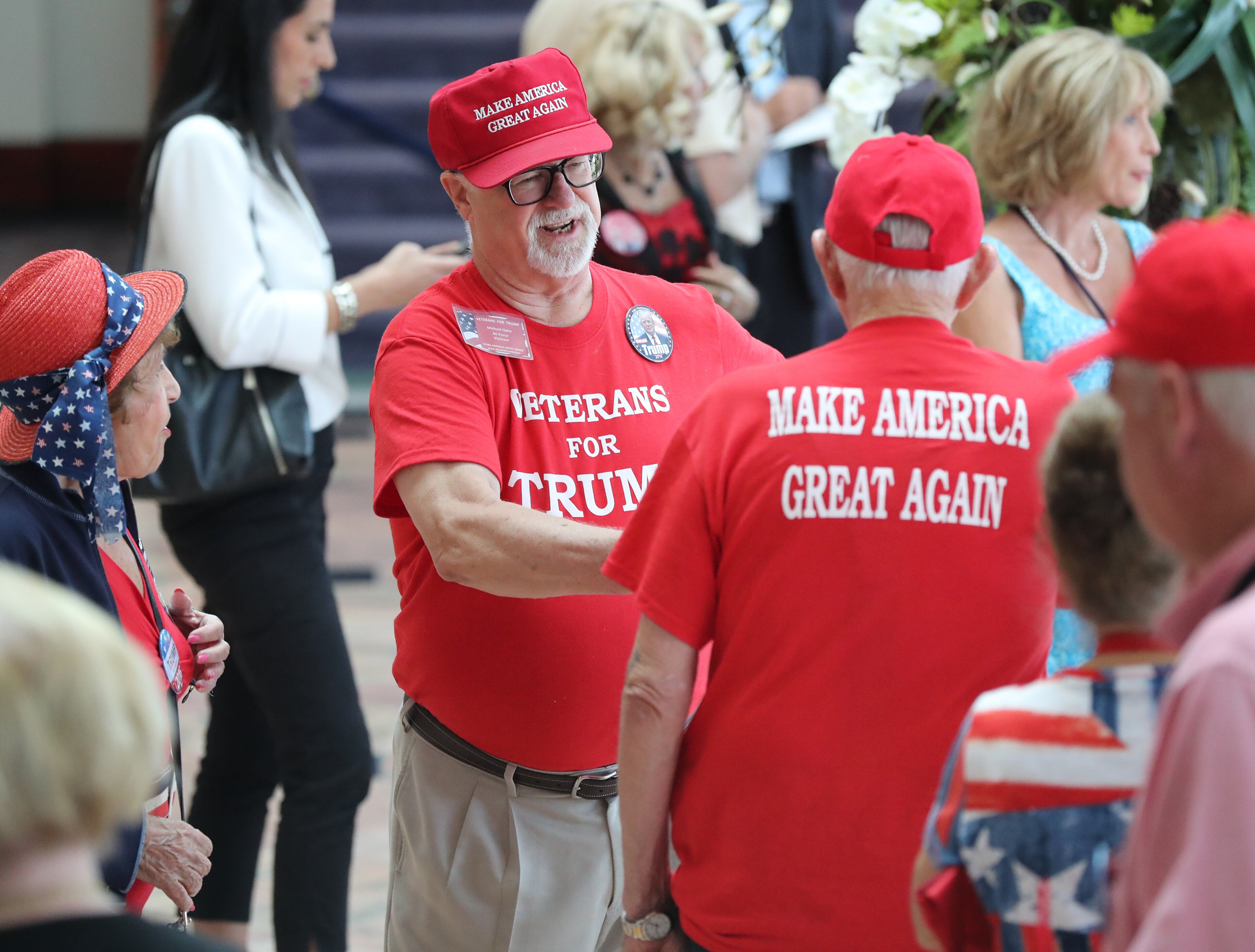 Trump supporters and volunteers begin to arrive for Pence's campaign stop in Marietta on Monday, August 29, 2016, in Marietta. Curtis Compton /ccompton@ajc.com